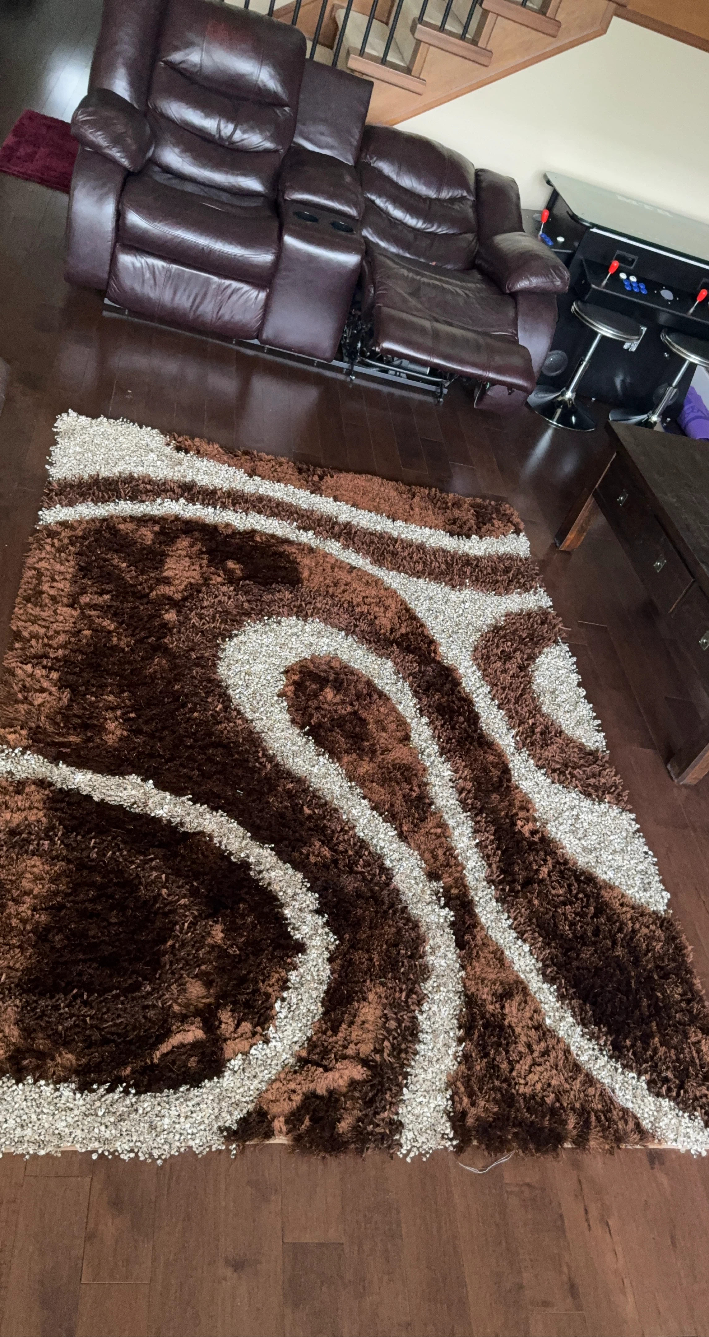 Brown and White Shaggy Area Rug