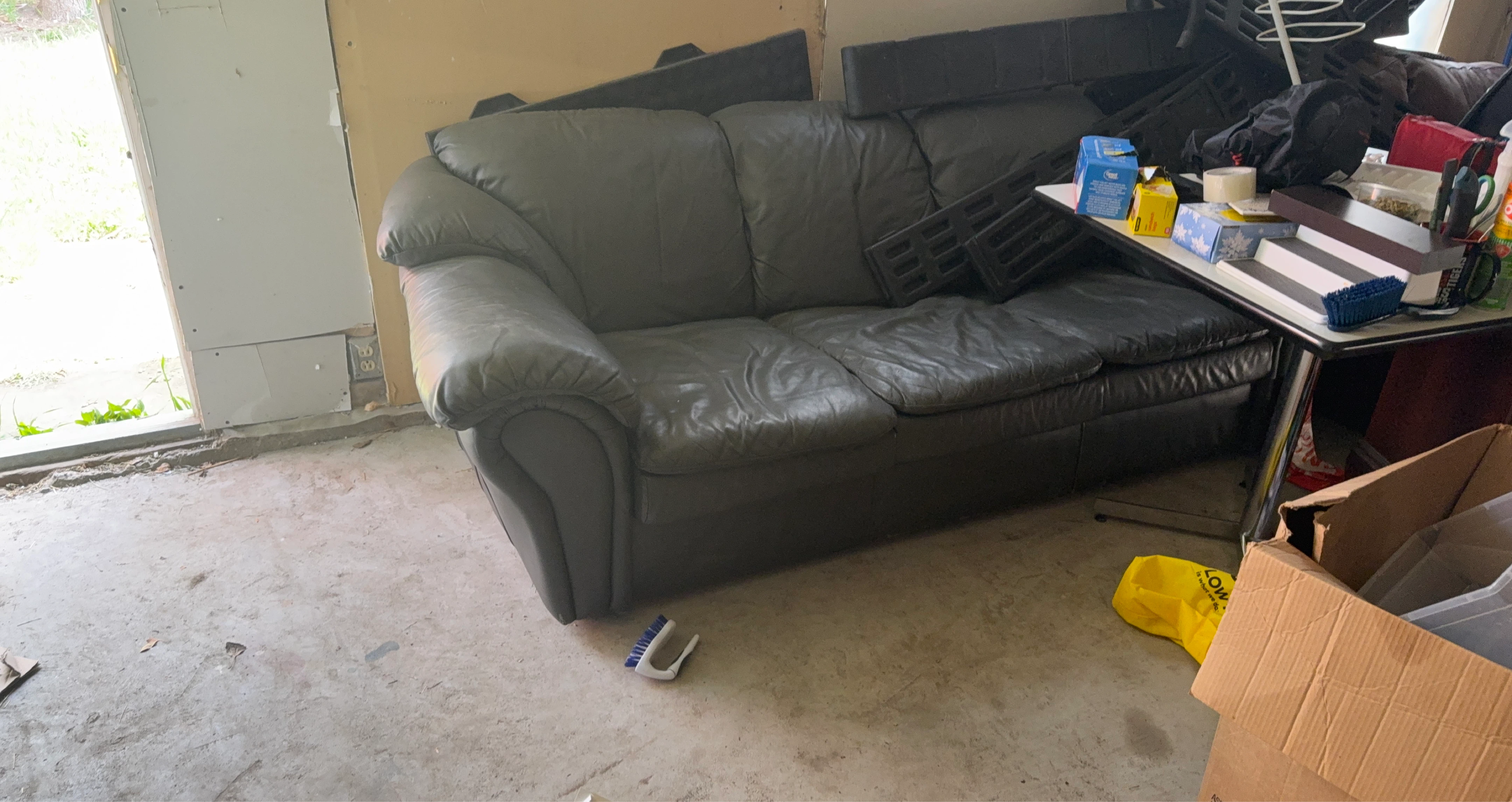 Dark Grey Leather Sofa