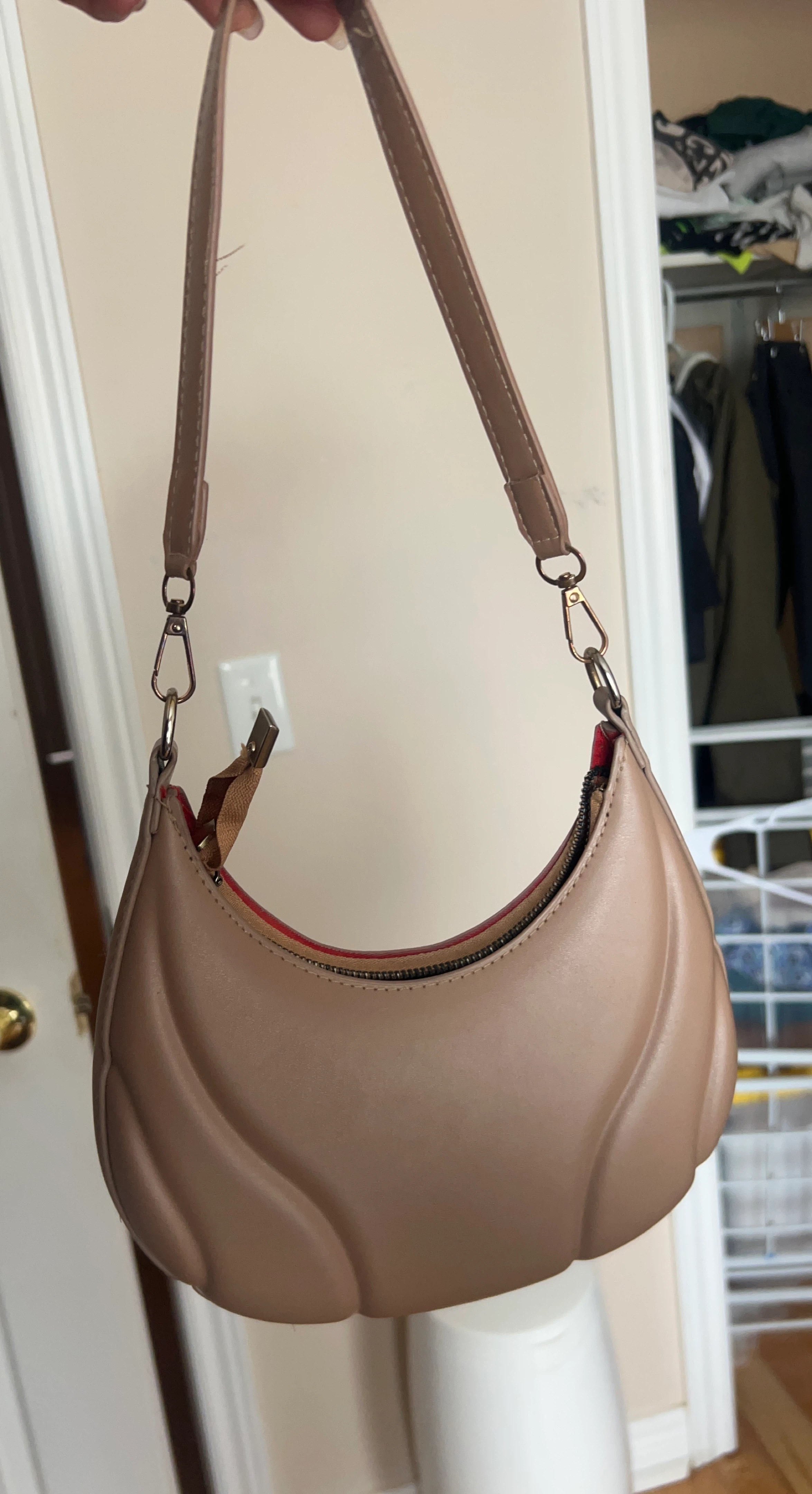 Tan Crescent Shoulder Bag