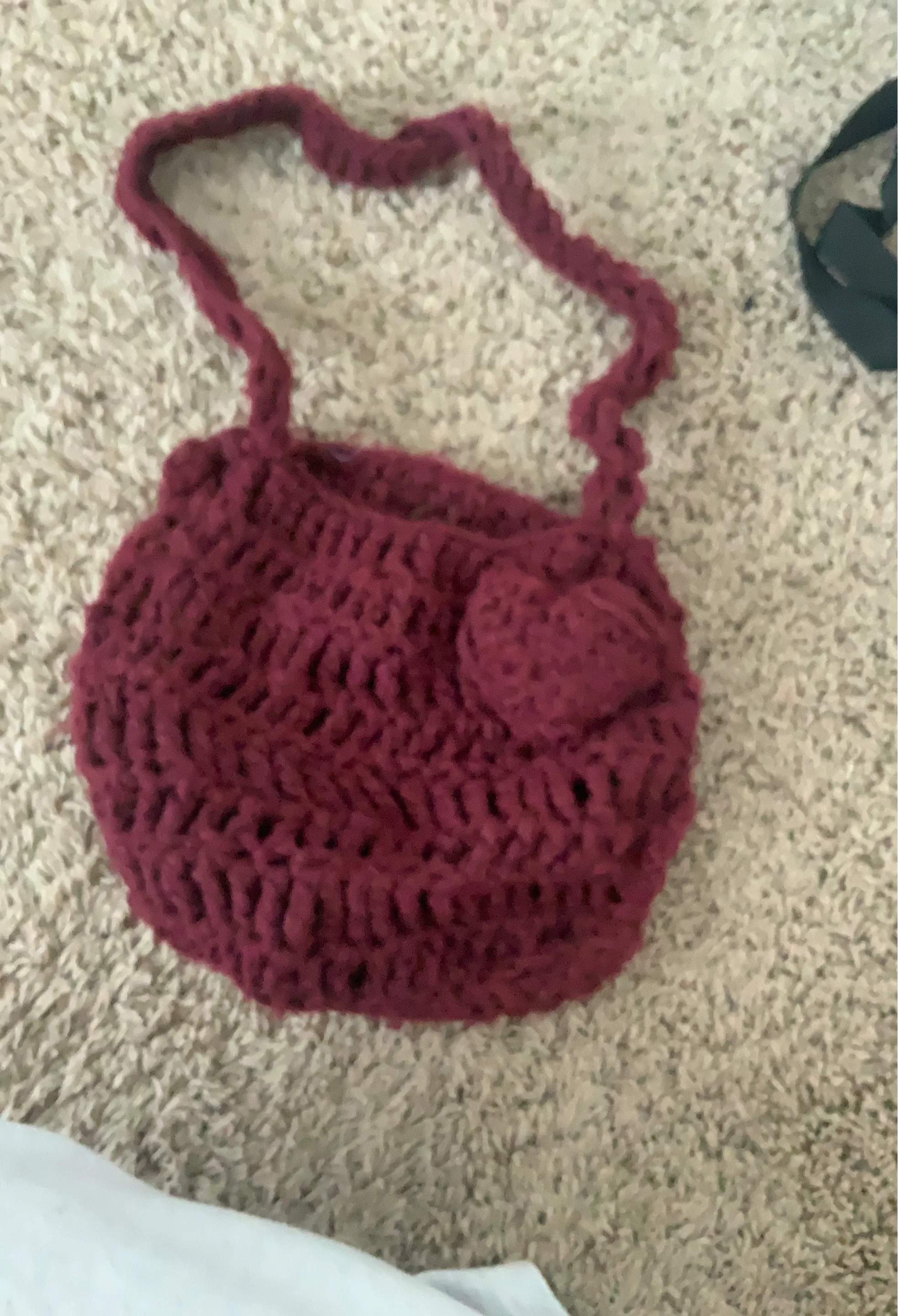 Handmade Maroon Crochet Purse with Bow