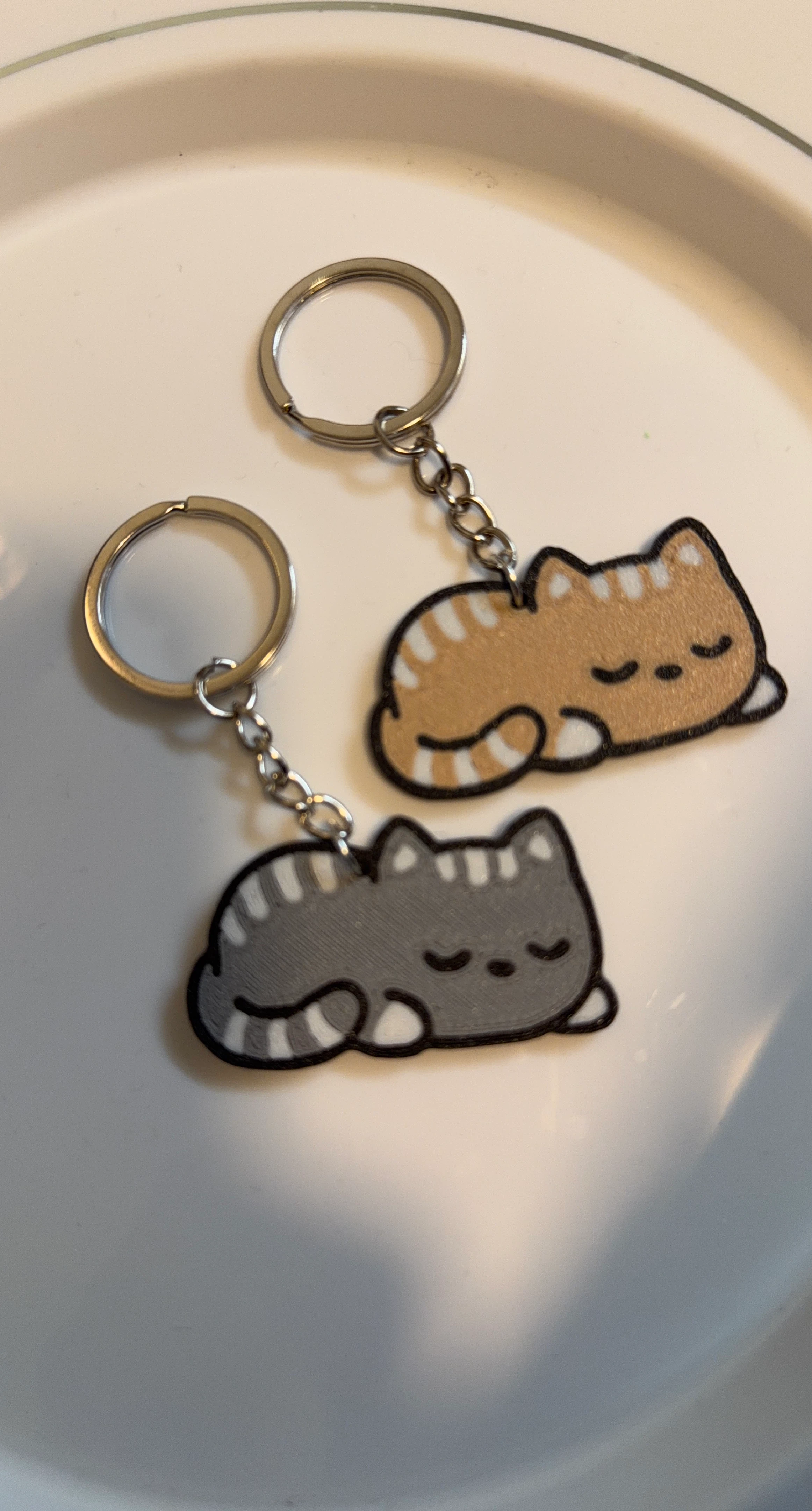 Set of 2 Sleeping Cat Keychains