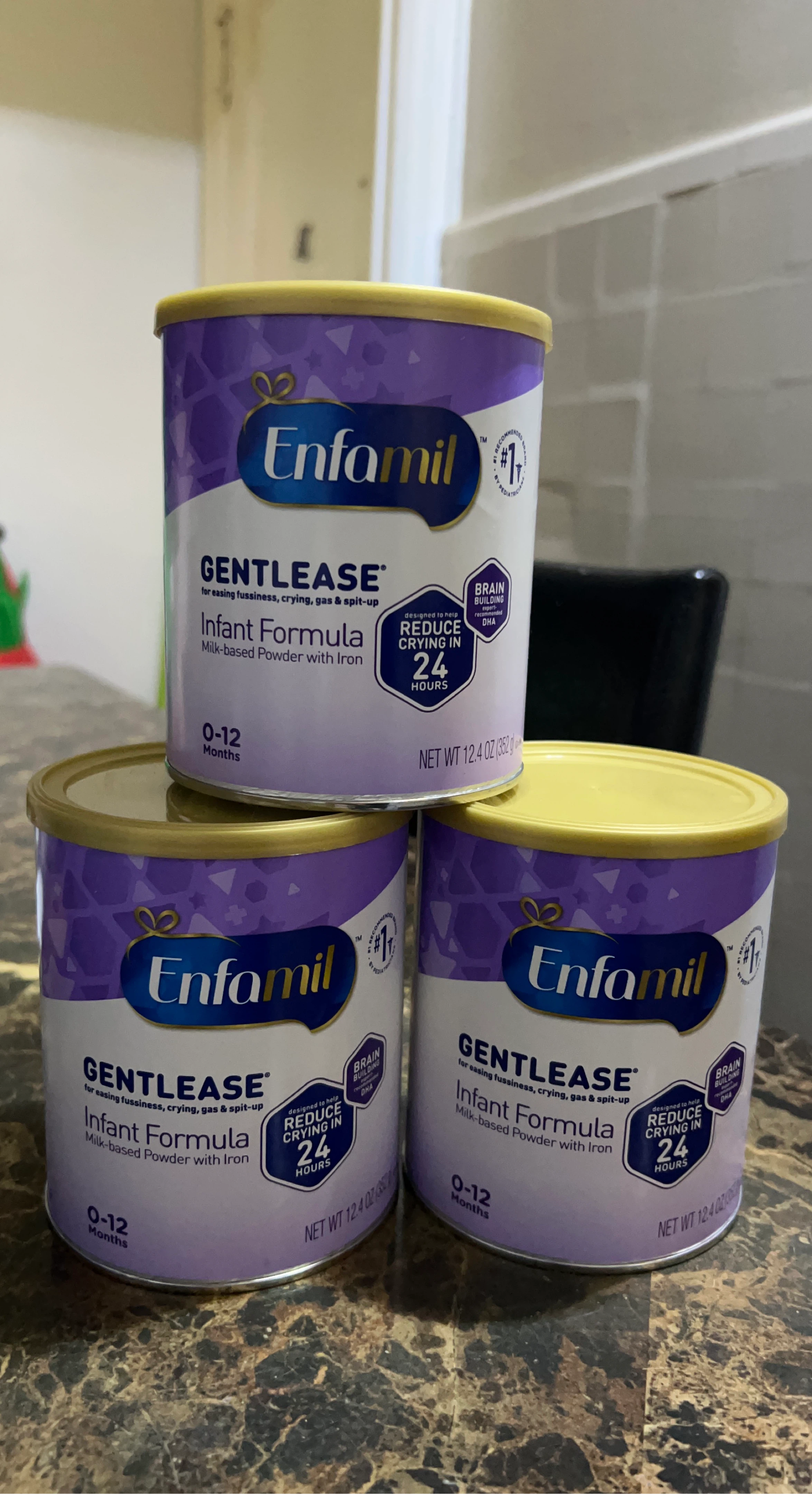 Enfamil Gentlease Infant Formula - 3 x 12.4 oz Cans