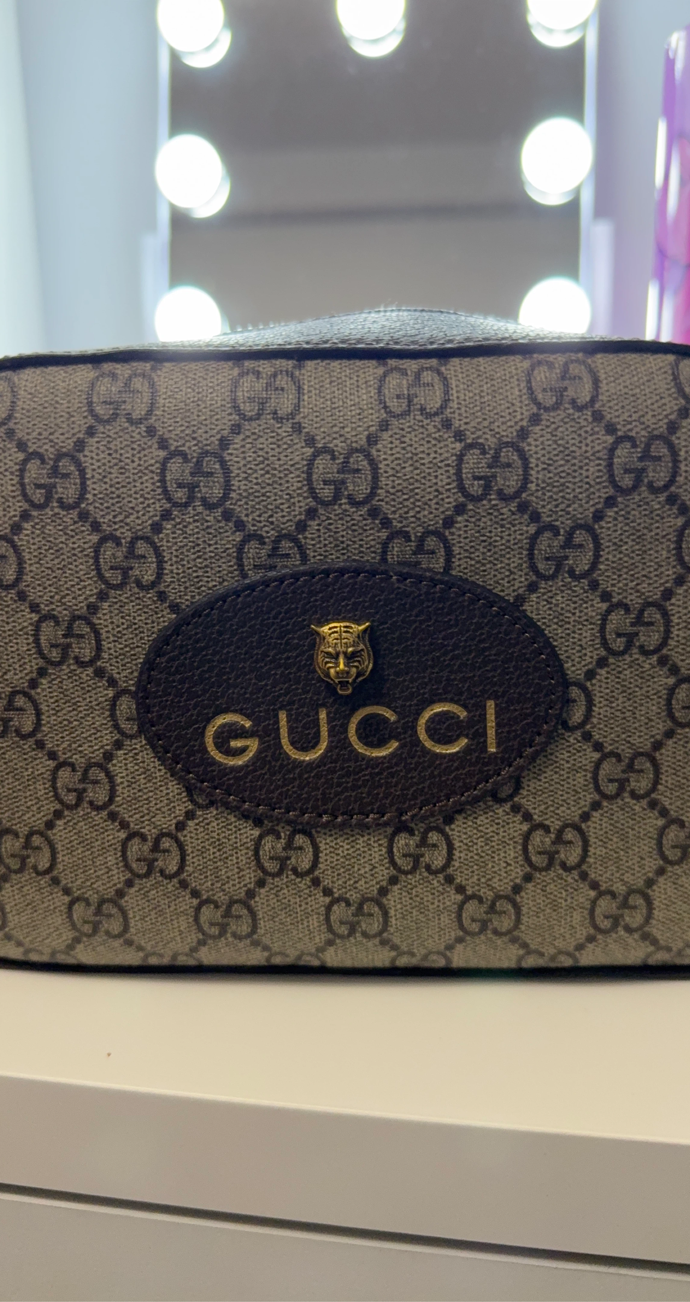 Gucci Monogram Camera Bag with Green & Red Stripe Strap