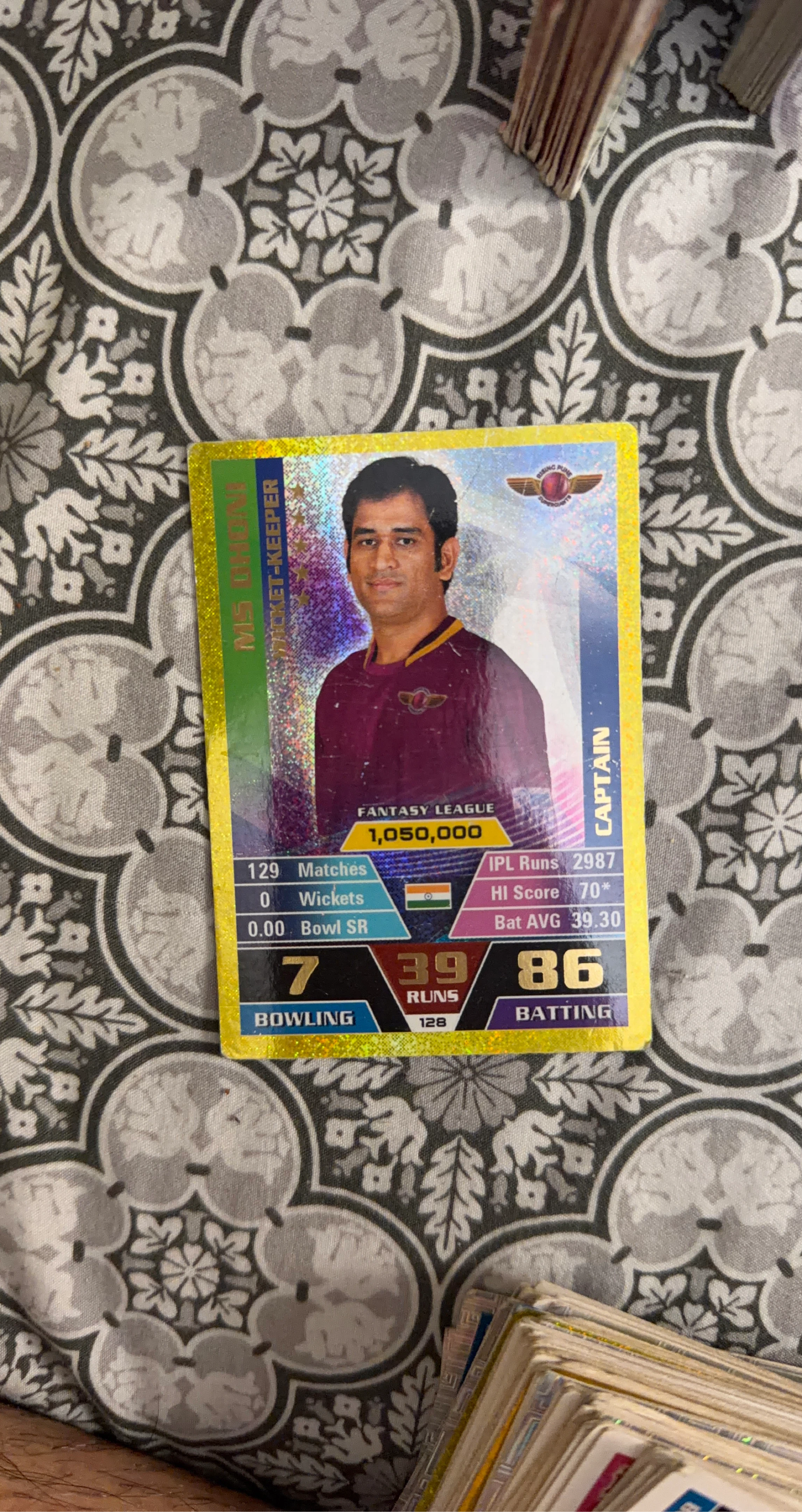 MS Dhoni Cricket Player Card - Wicket Keeper