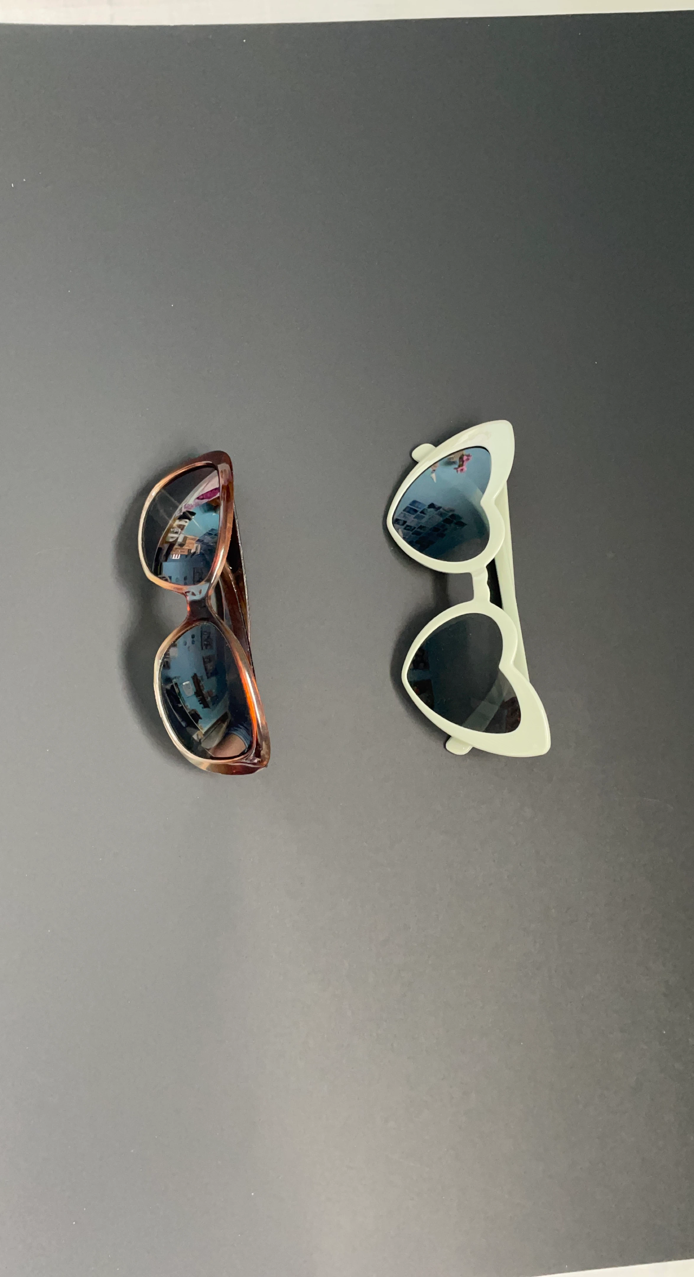Green Heart Shaped Sunglasses - White and Brown