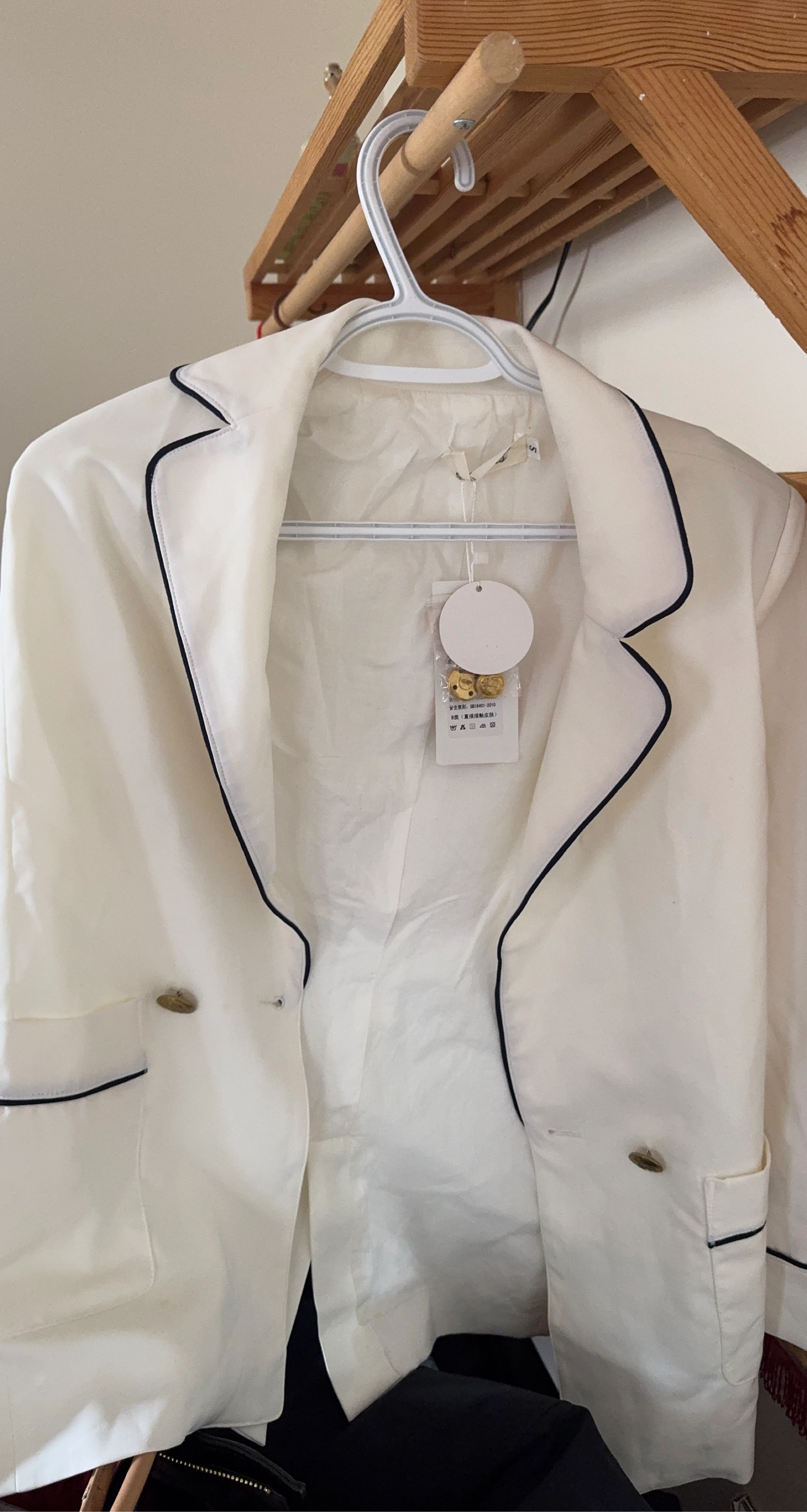 White Blazer with Navy Trim
