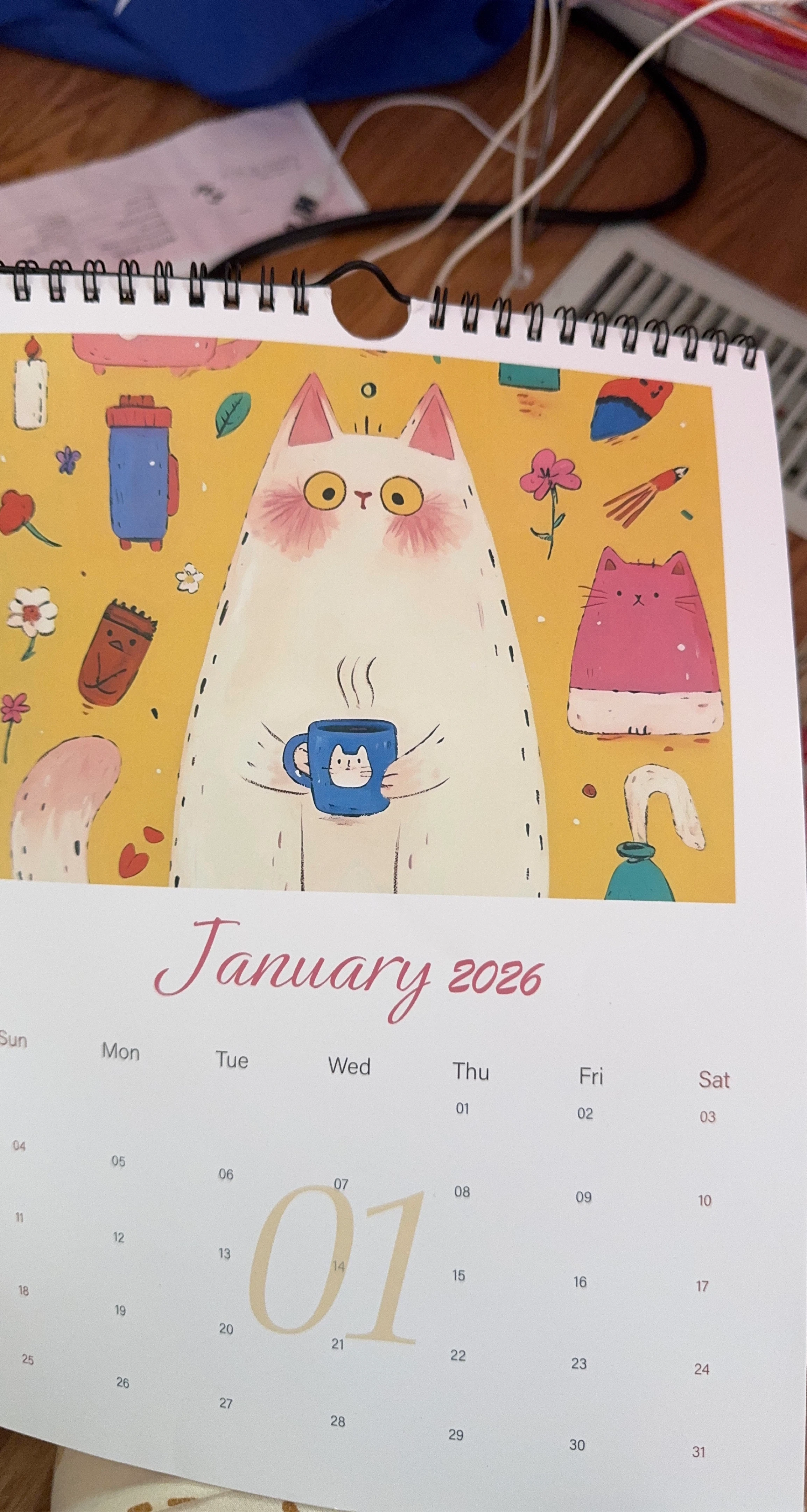 2026 Cat Calendar Page - January