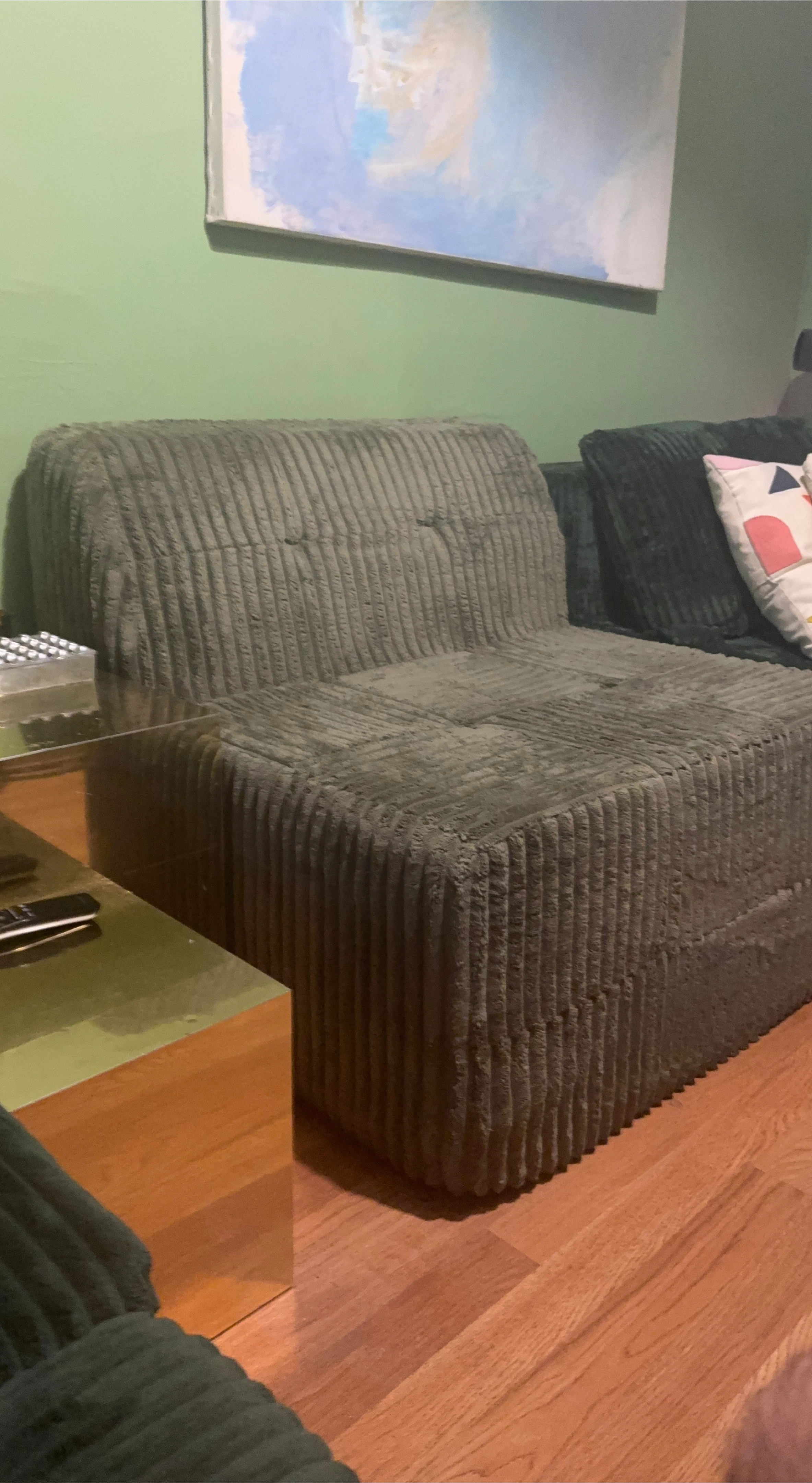 Chunky Corduroy Armless Chair