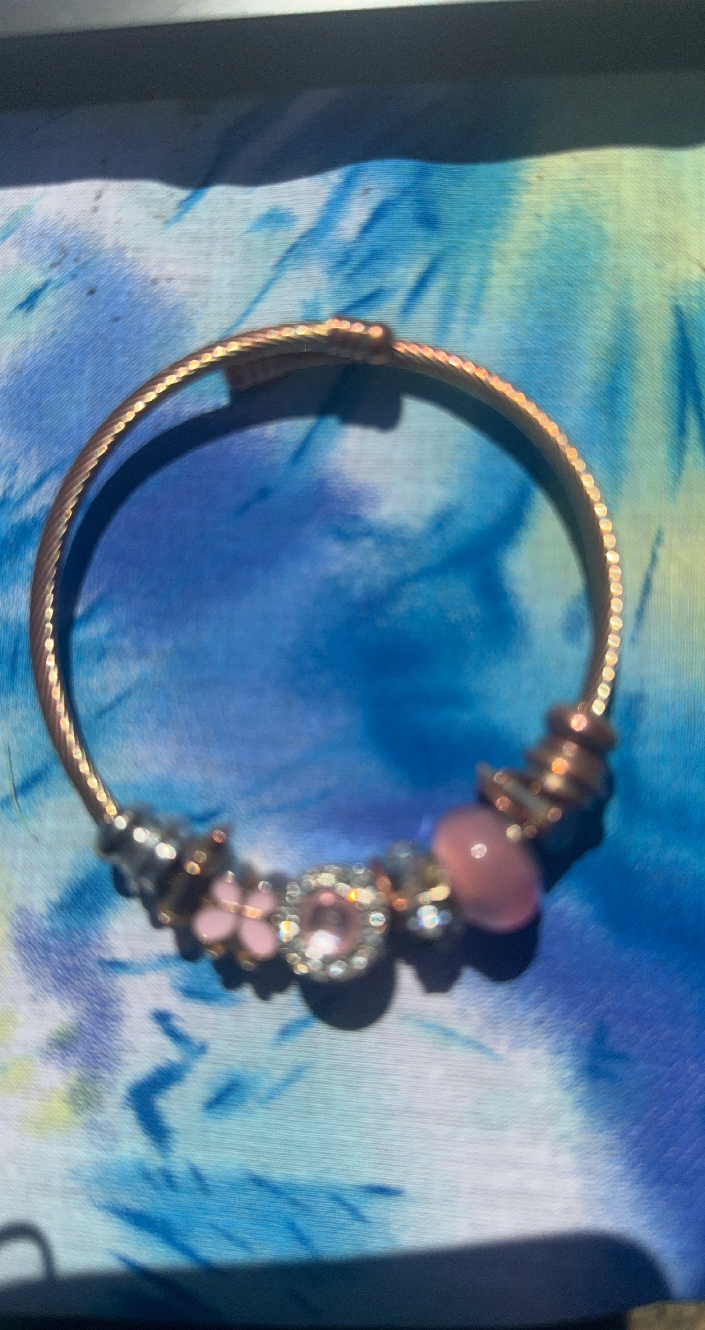 Charm Bracelet with Pink and Clear Stones