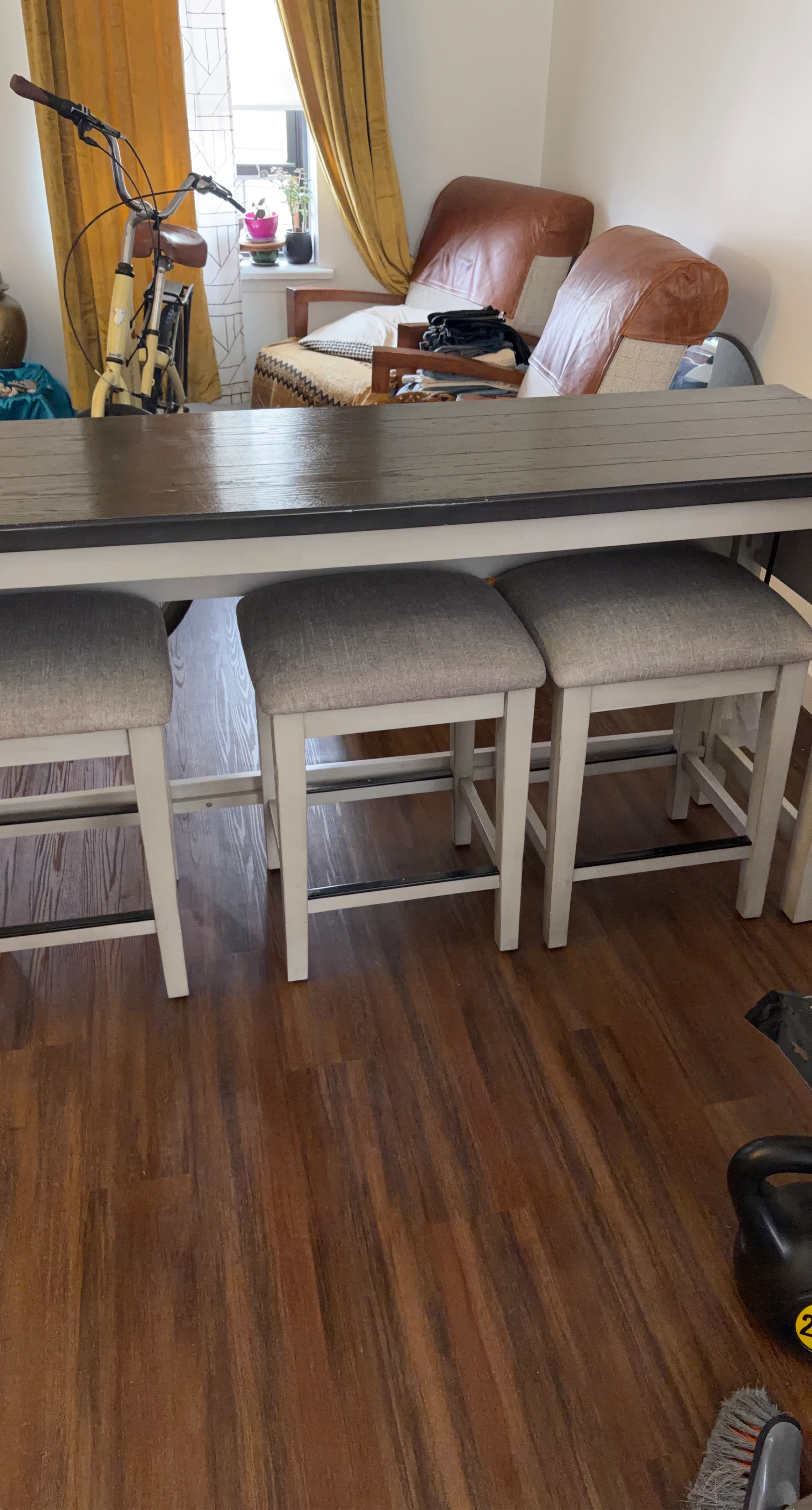 Counter Height Dining Table with 3 Stools and Built-in Outlet