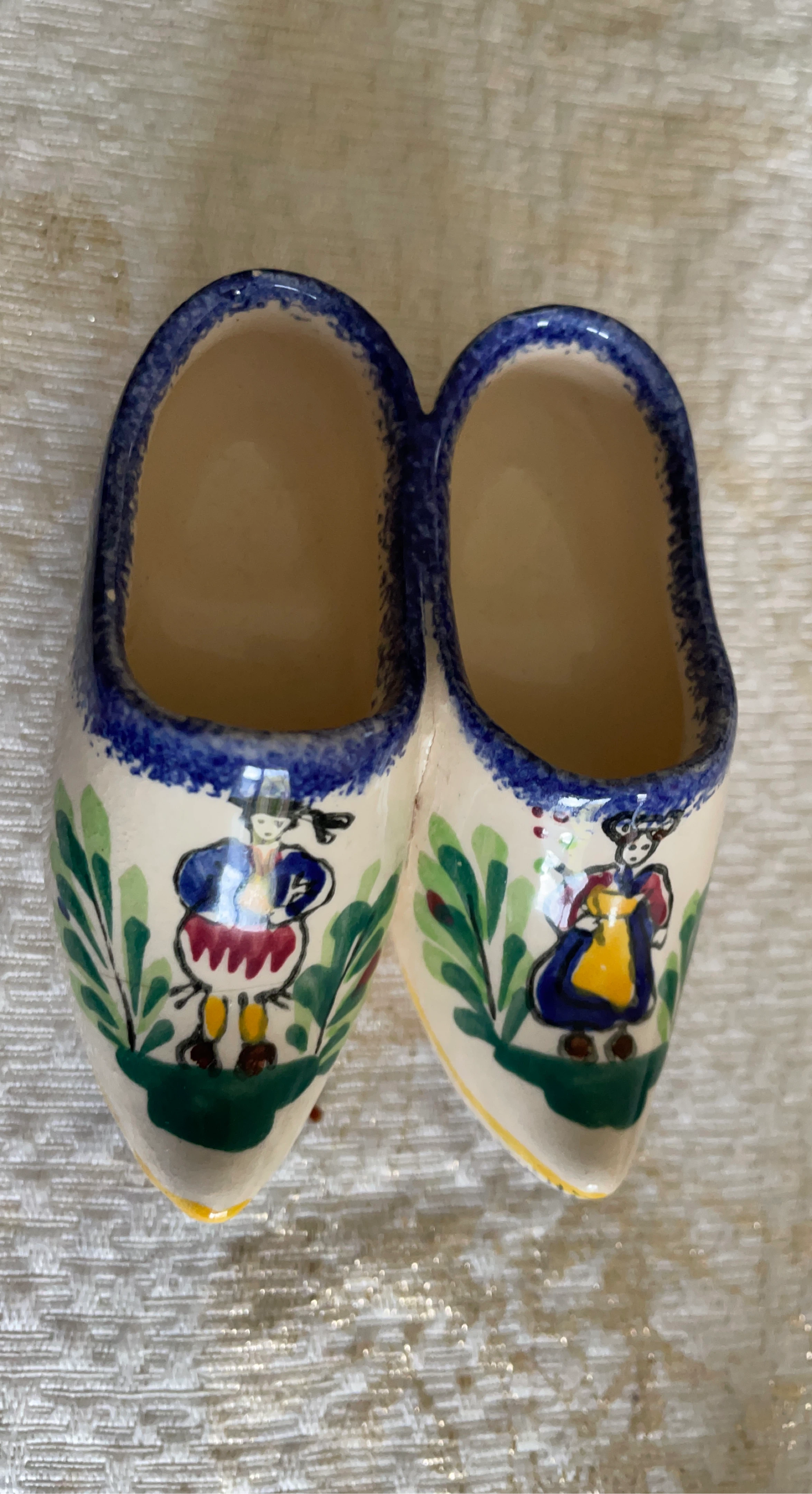 Decorative Ceramic Clogs with Dutch Figures