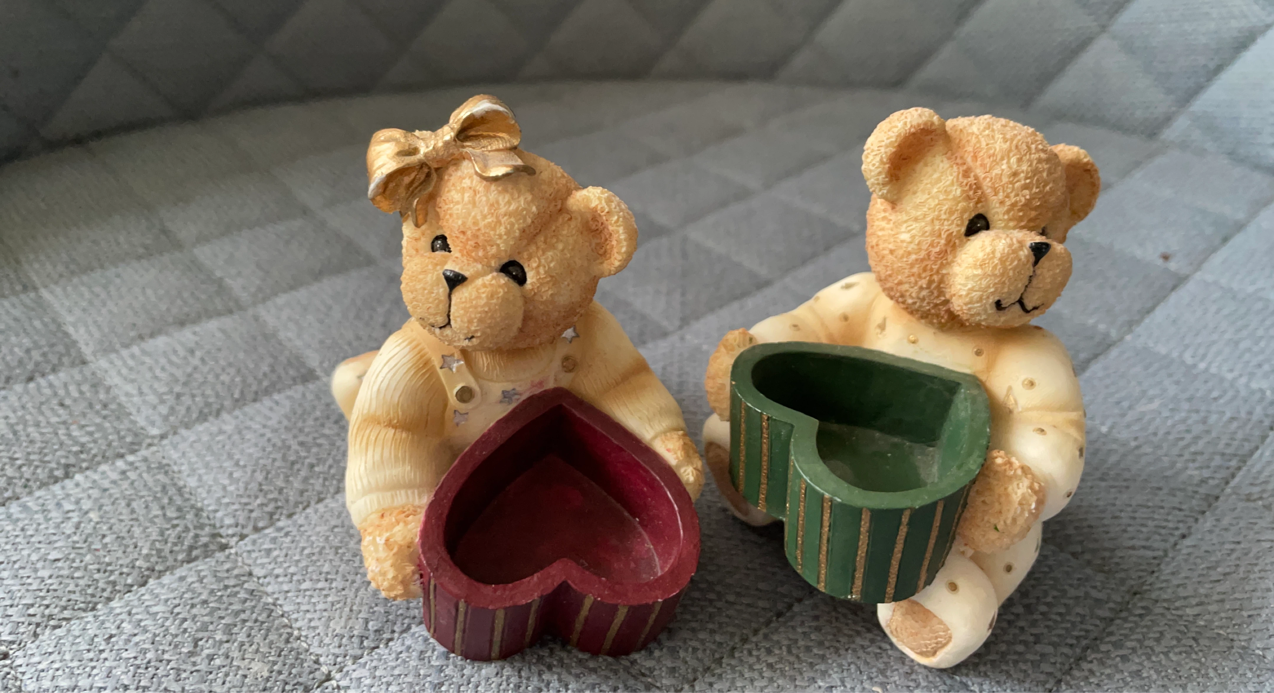 Teddy Bear Figurines with Heart Containers