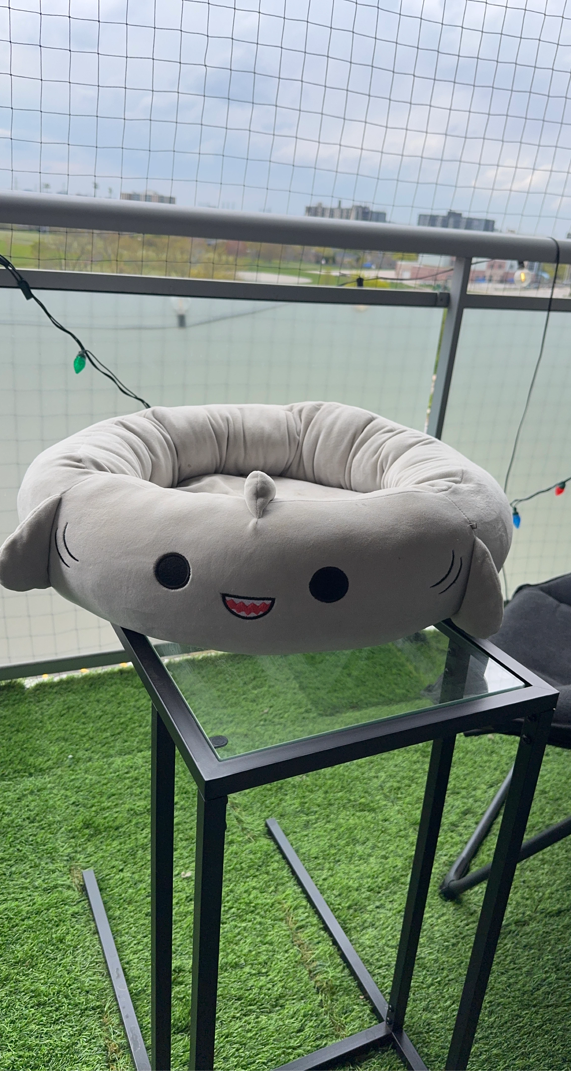 Grey Shark Plush Pet Bed