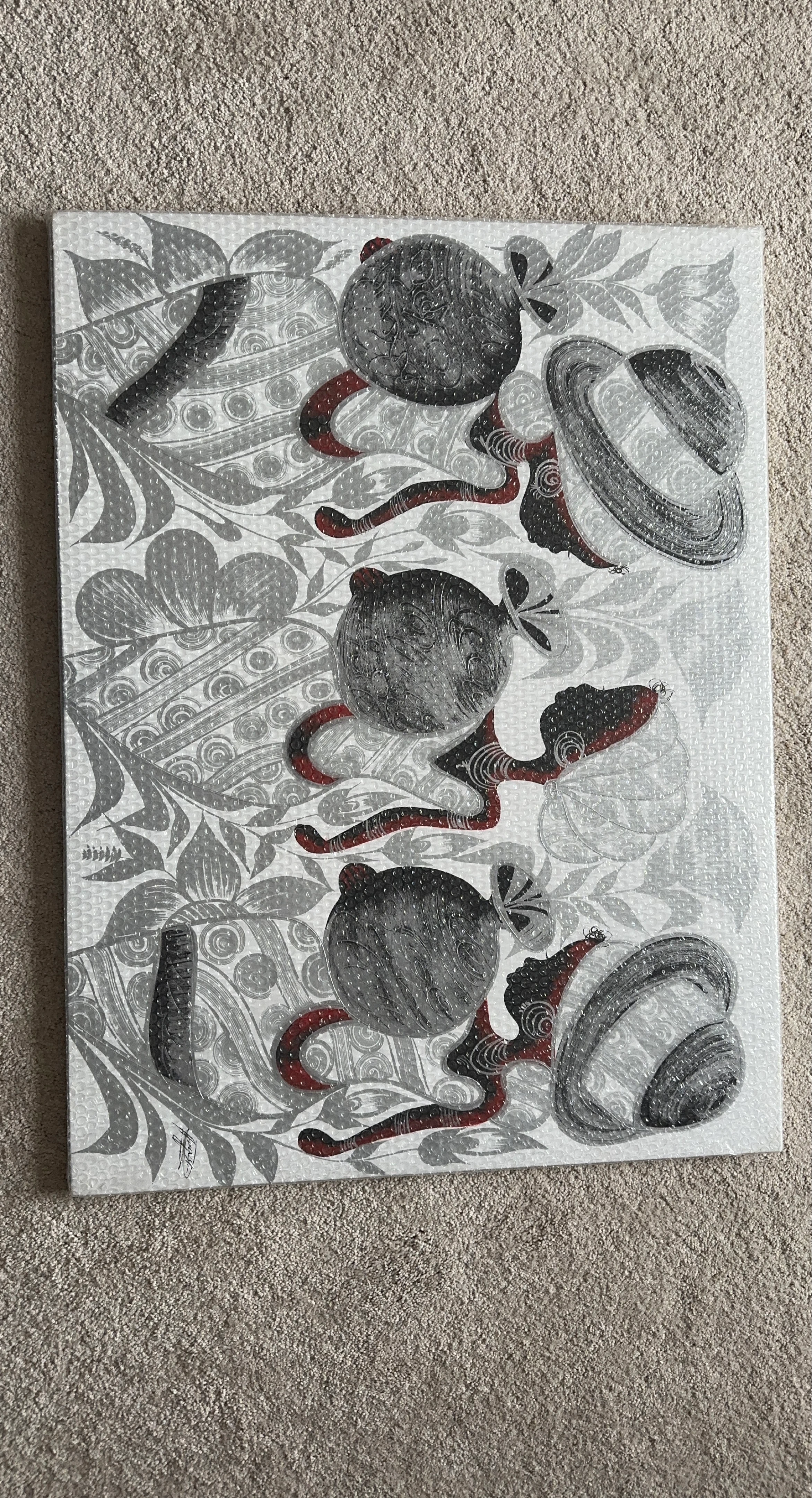 Abstract Art Canvas Print - Black, White, Red