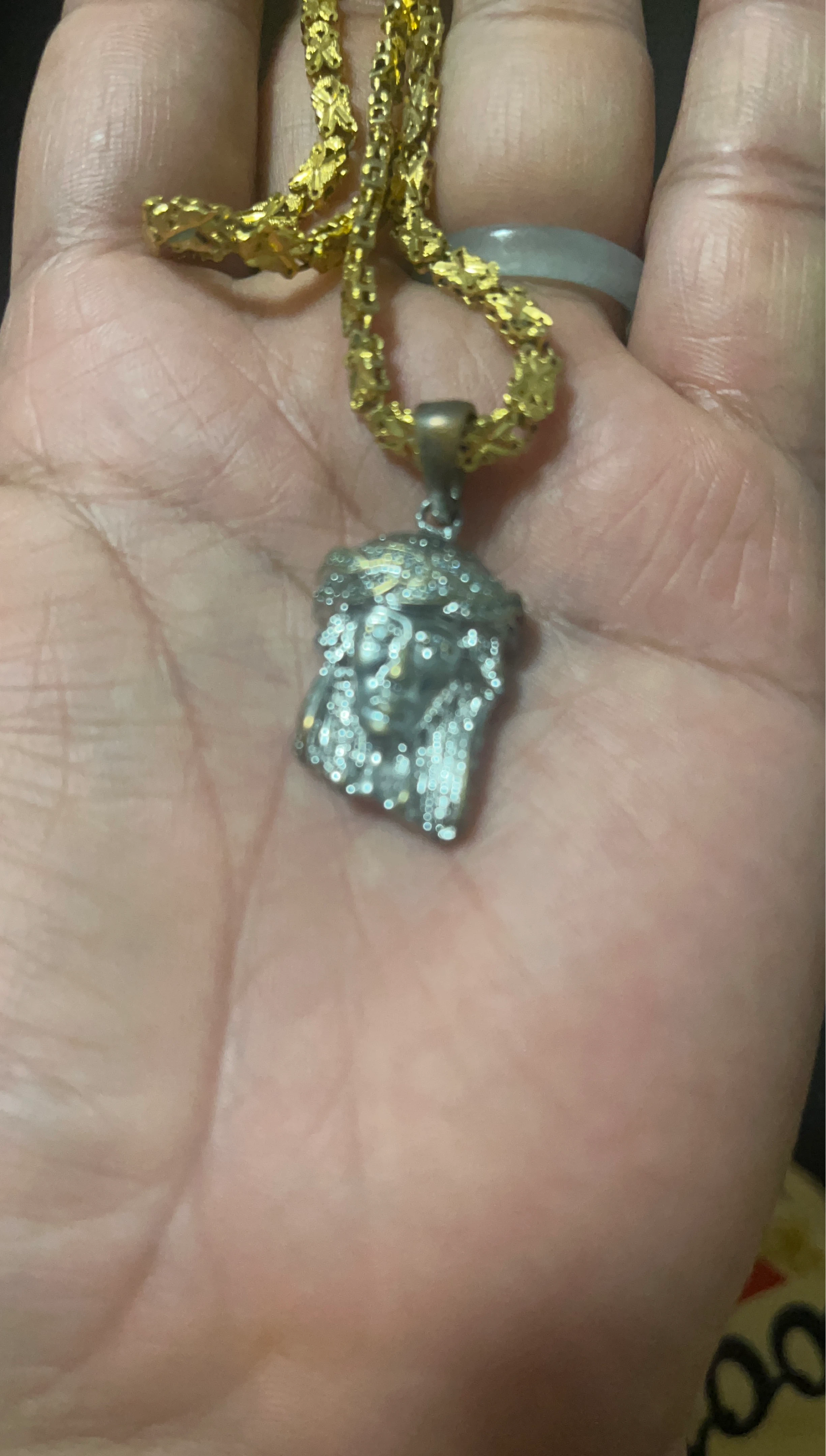 Jesus Piece Pendant with Gold Chain Necklace