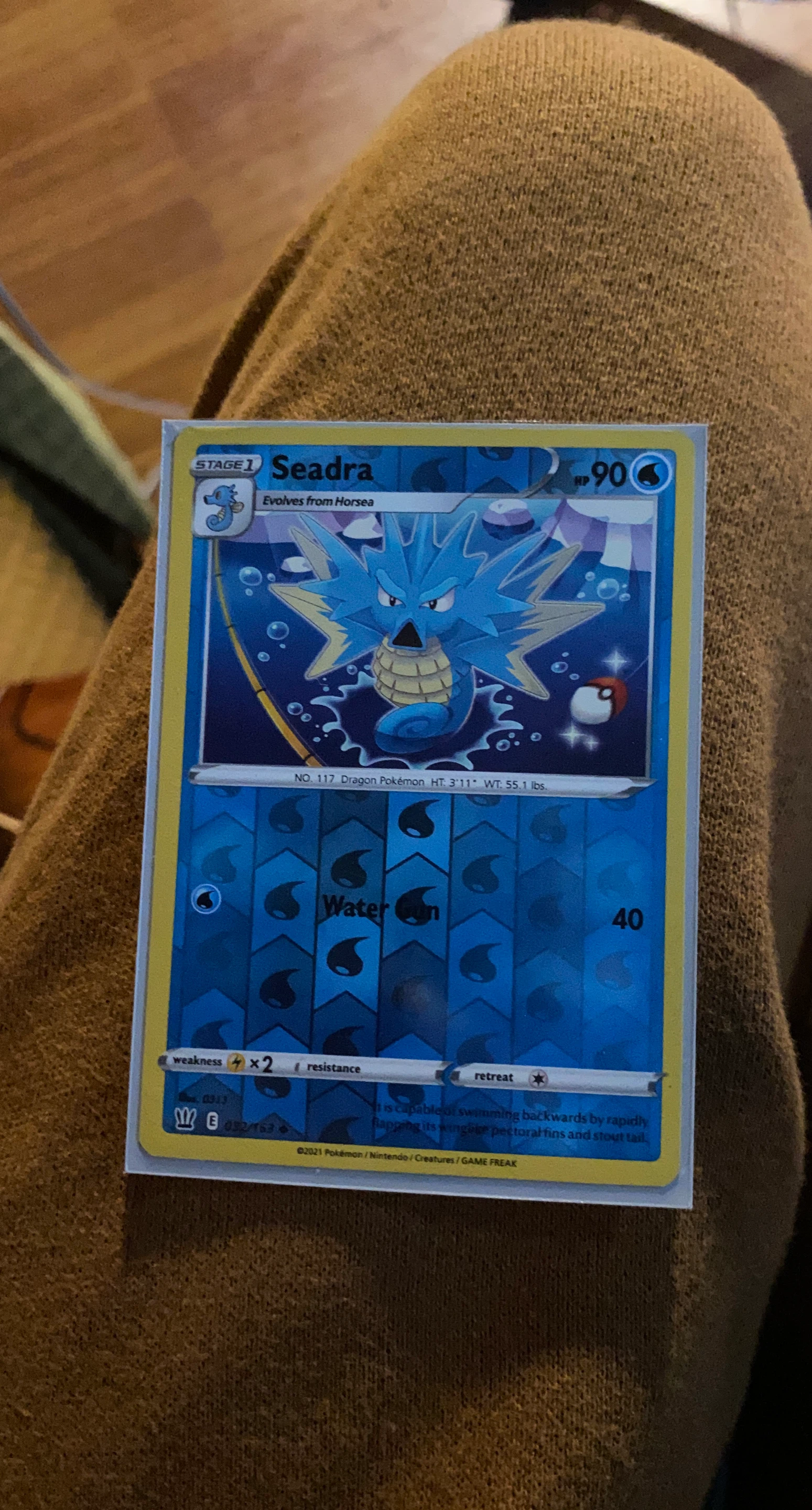 Pokemon Seadra Stage 1 Card in card protector