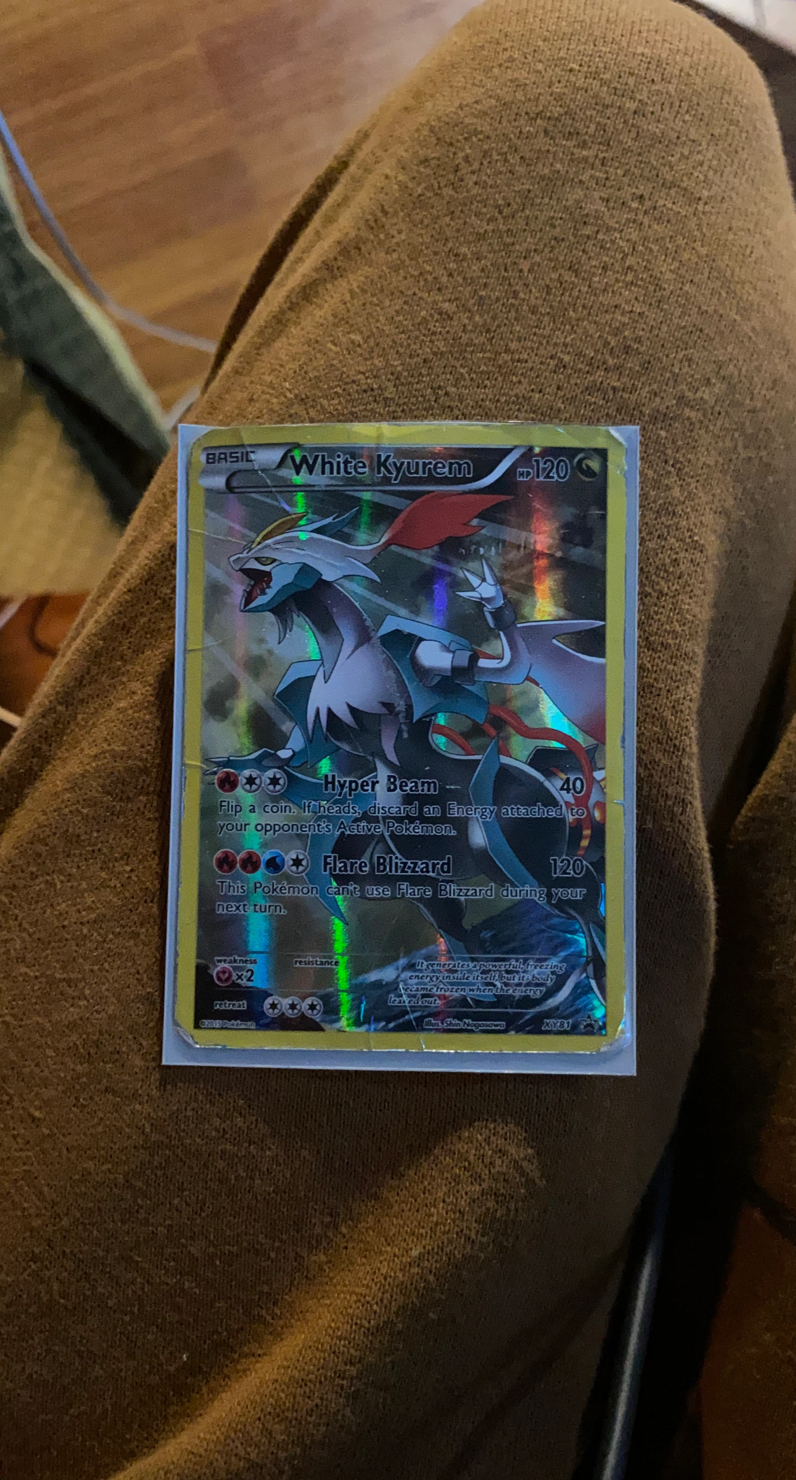 Pokemon White Kyurem XY81 Trading Card in card protector