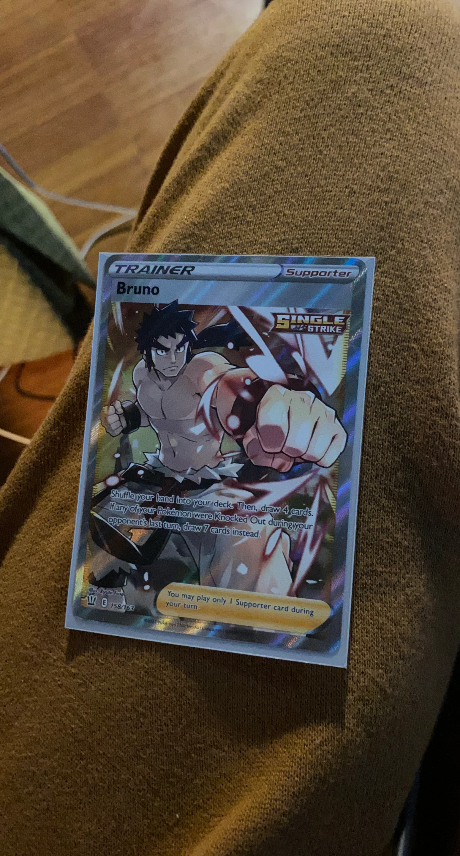 Pokemon Trading Card - Bruno (158/163) in a card protector
