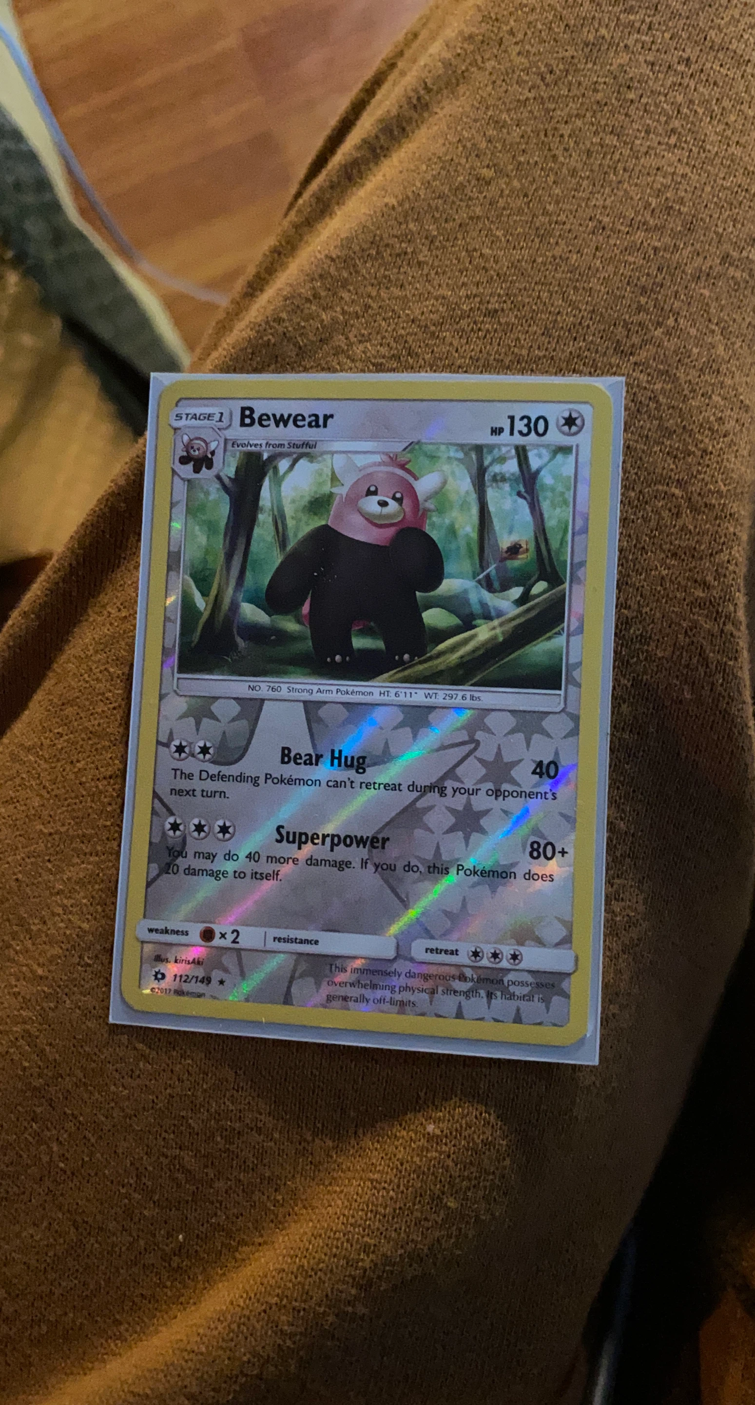 Pokemon Bewear 112/149 Trading Card in card protector