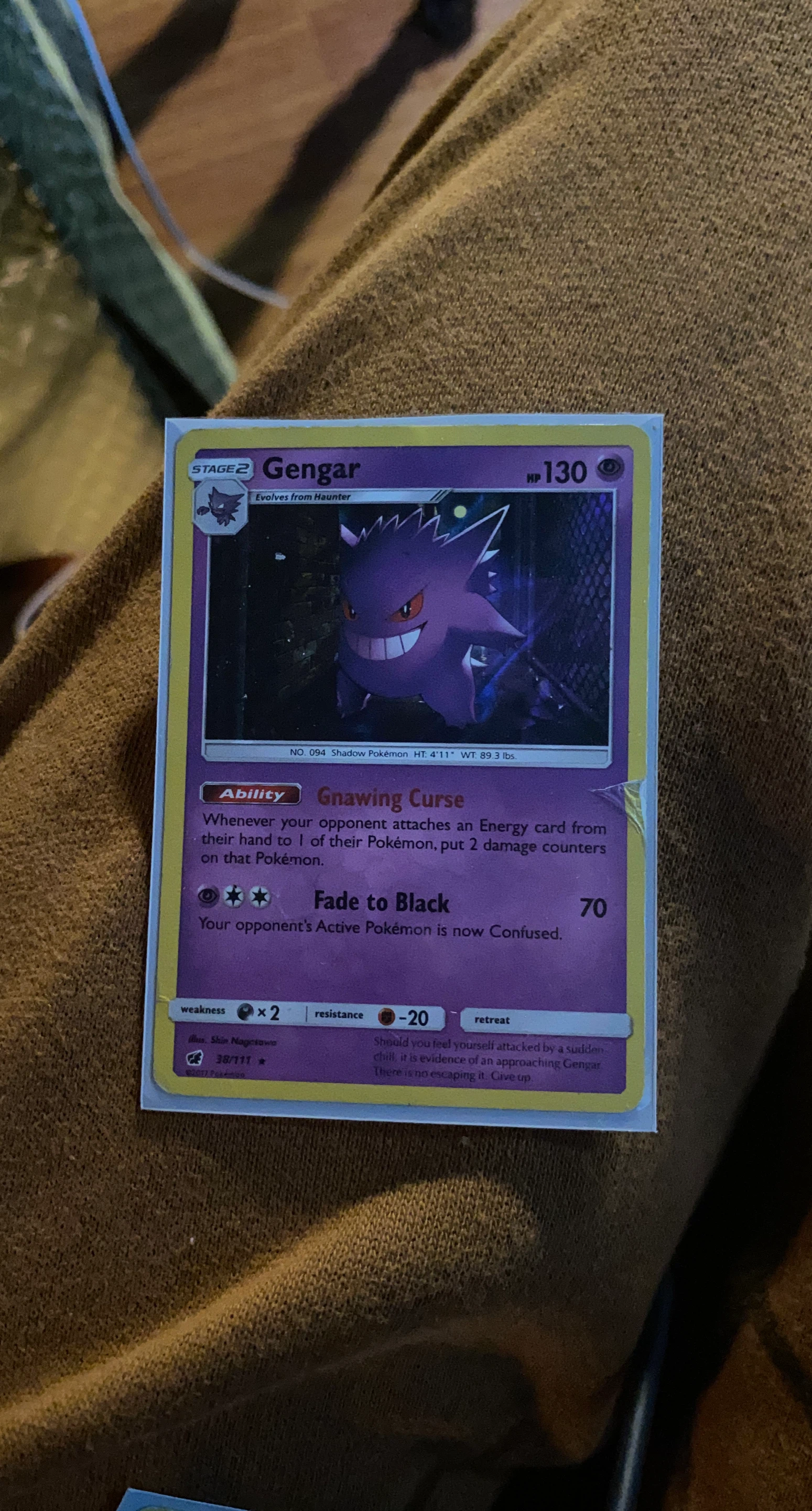 Pokemon Gengar Card 38/111 in card protector