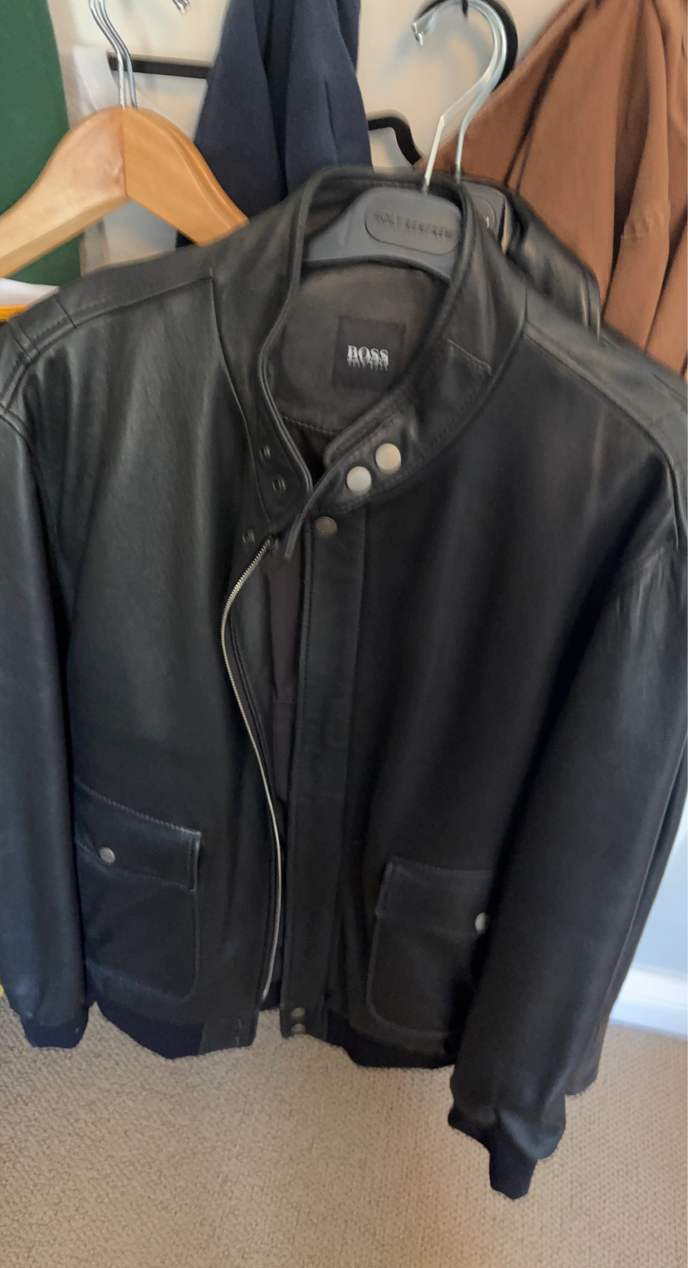 BOSS Hugo Boss Leather Bomber Jacket
