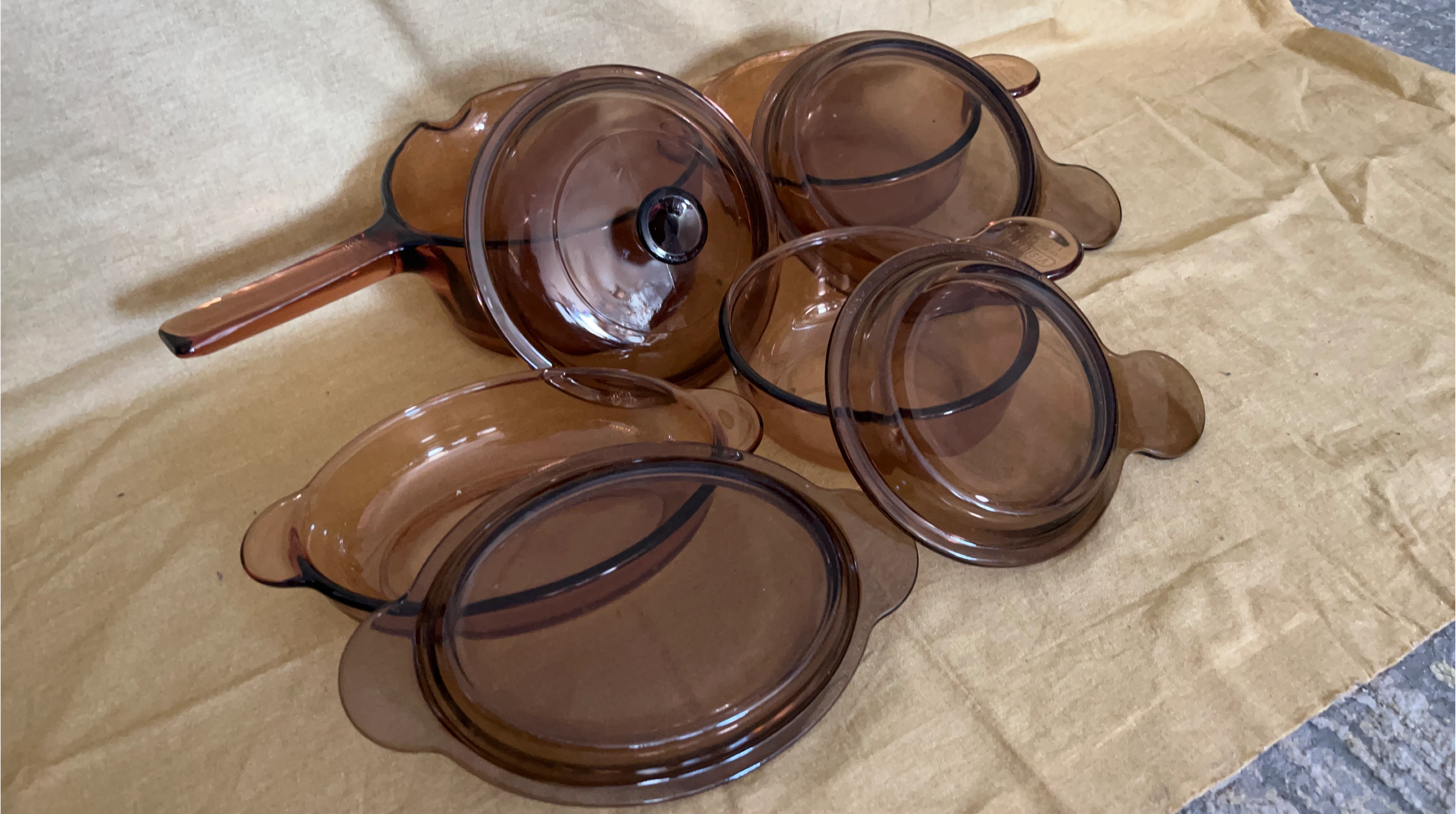Vision Ware Amber Glass Cookware Set with Lids