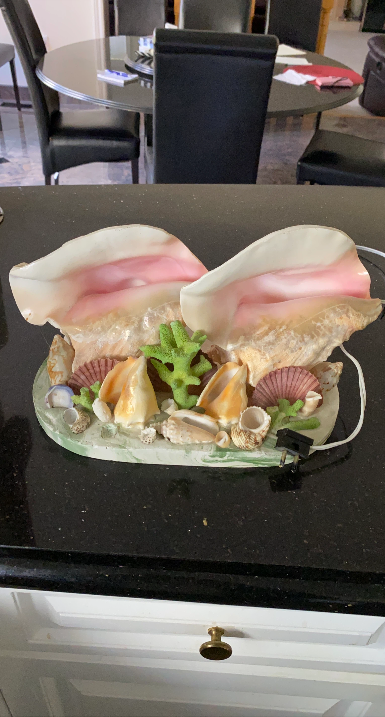 Seashell Lamp with Coral and Starfish Accents