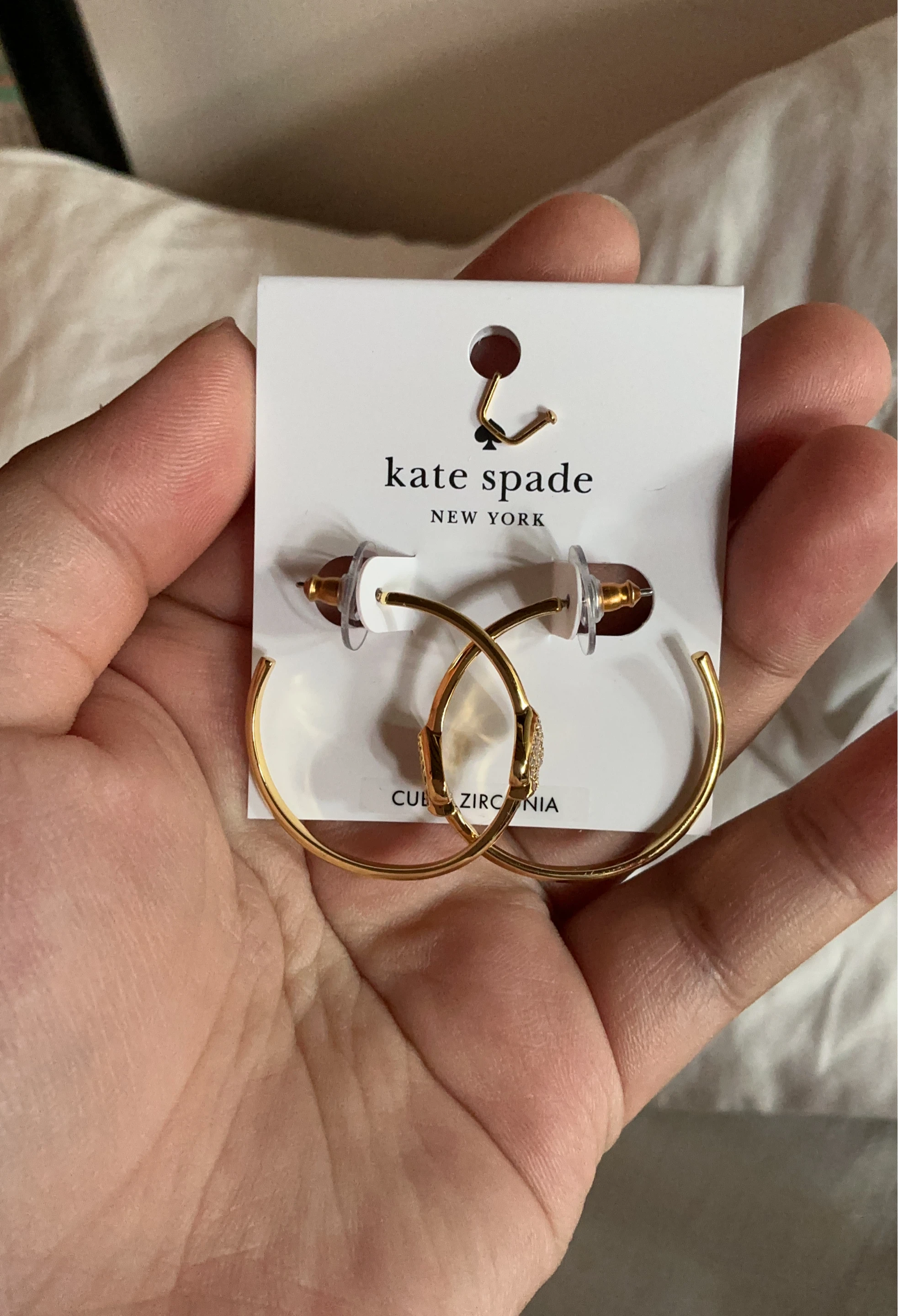Kate Spade New York Gold Hoop Earrings with Cubic Zirconia