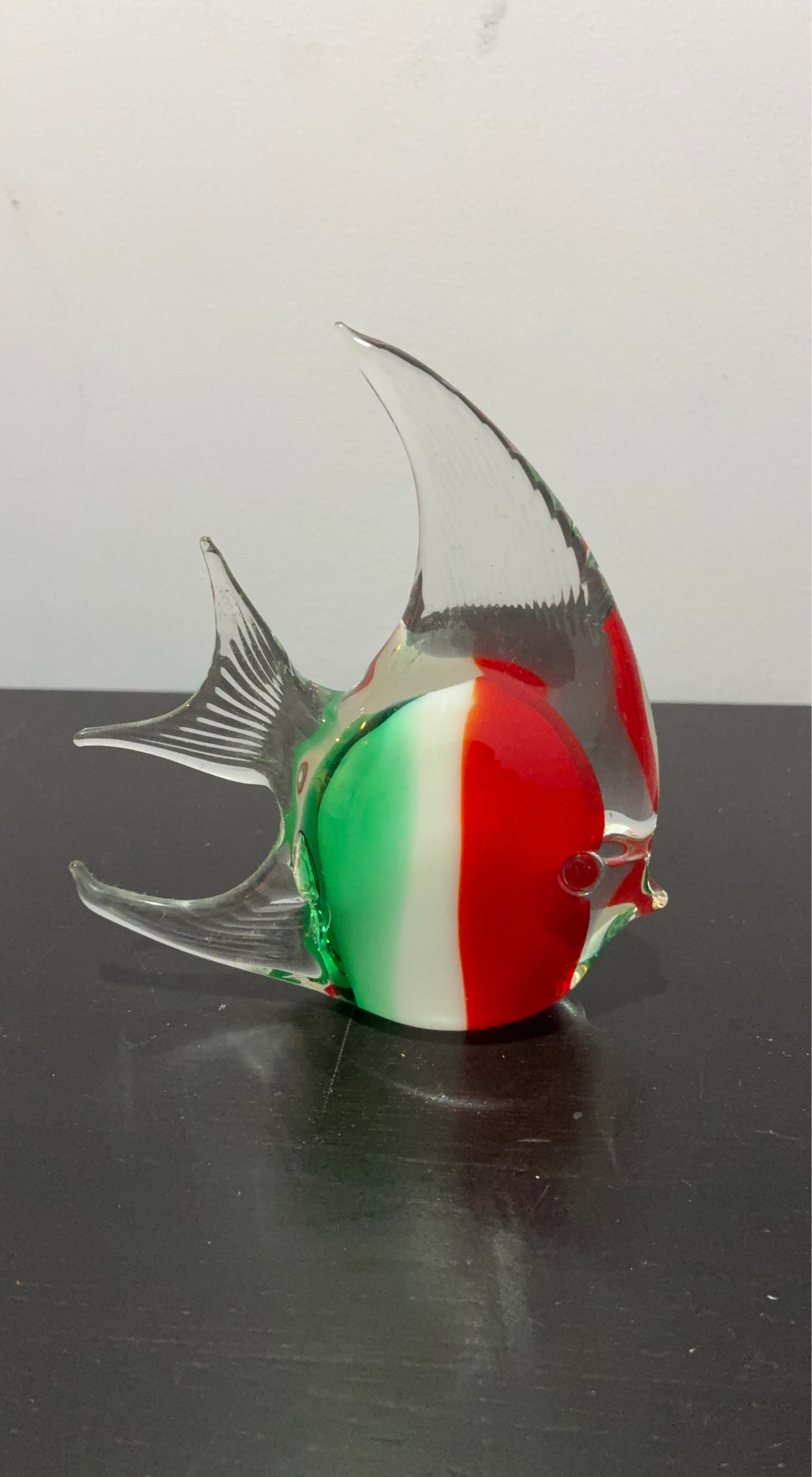 Glass Fish Figurine with Italian Flag Colors