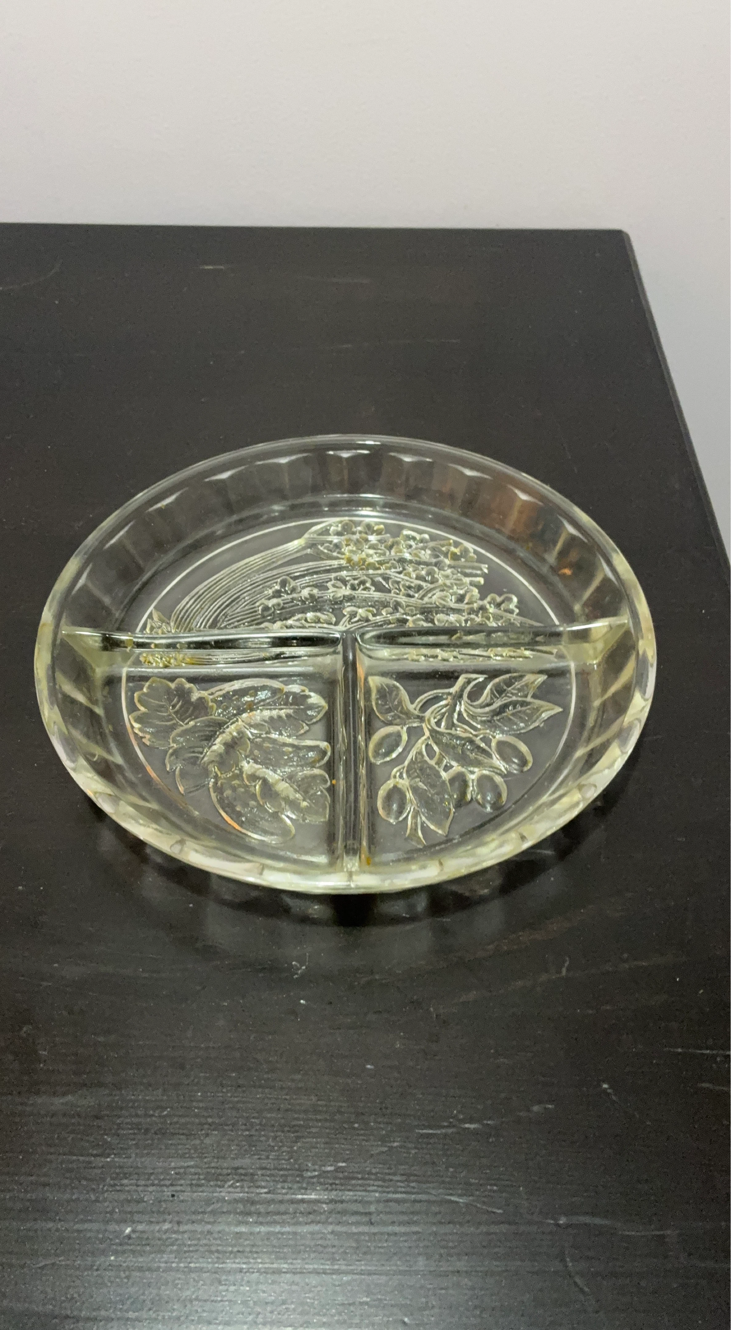 Glass Divided Serving Tray with Fruit Design
