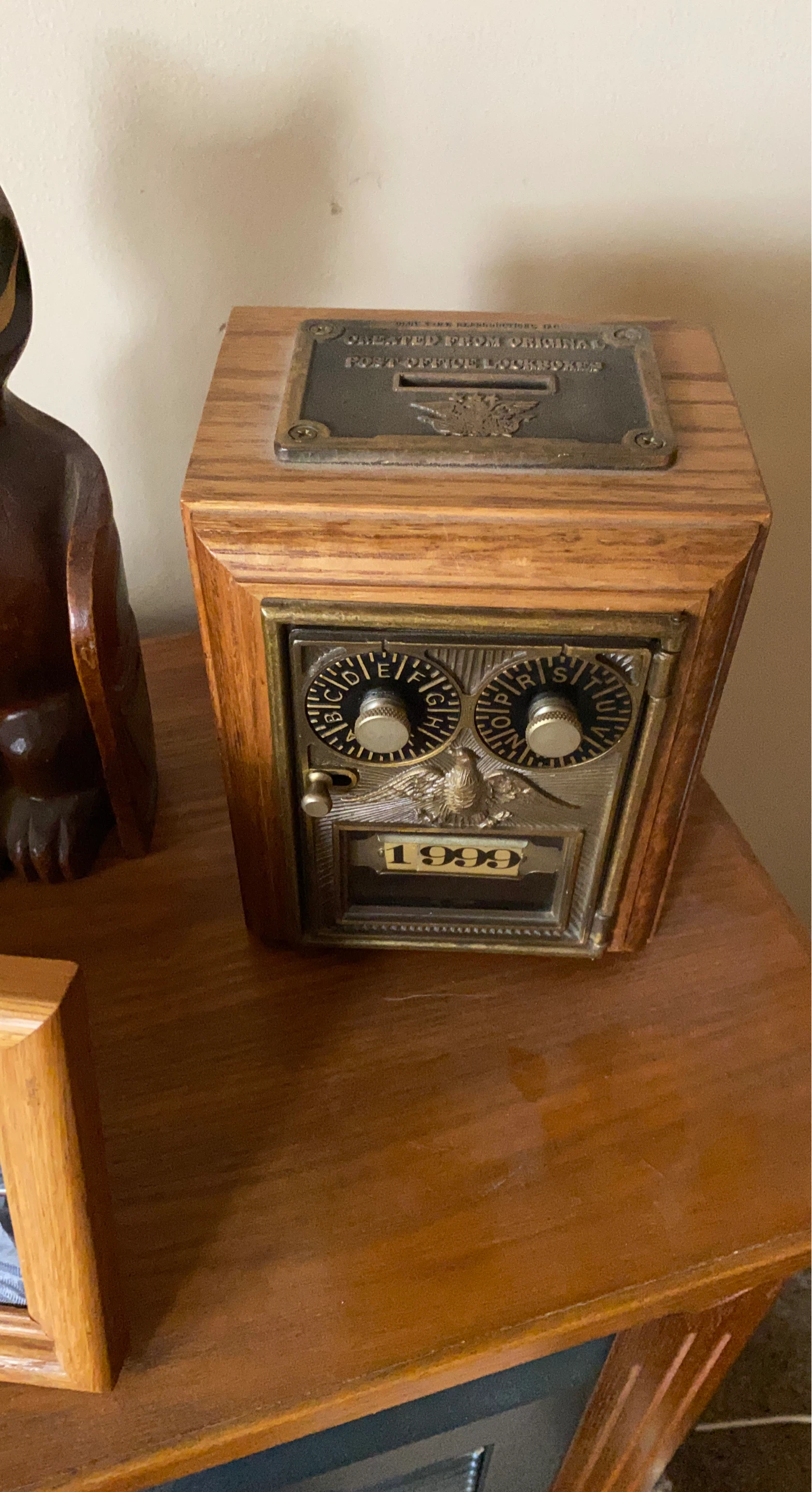 Vintage Style Post Office Lockbox Coin Bank