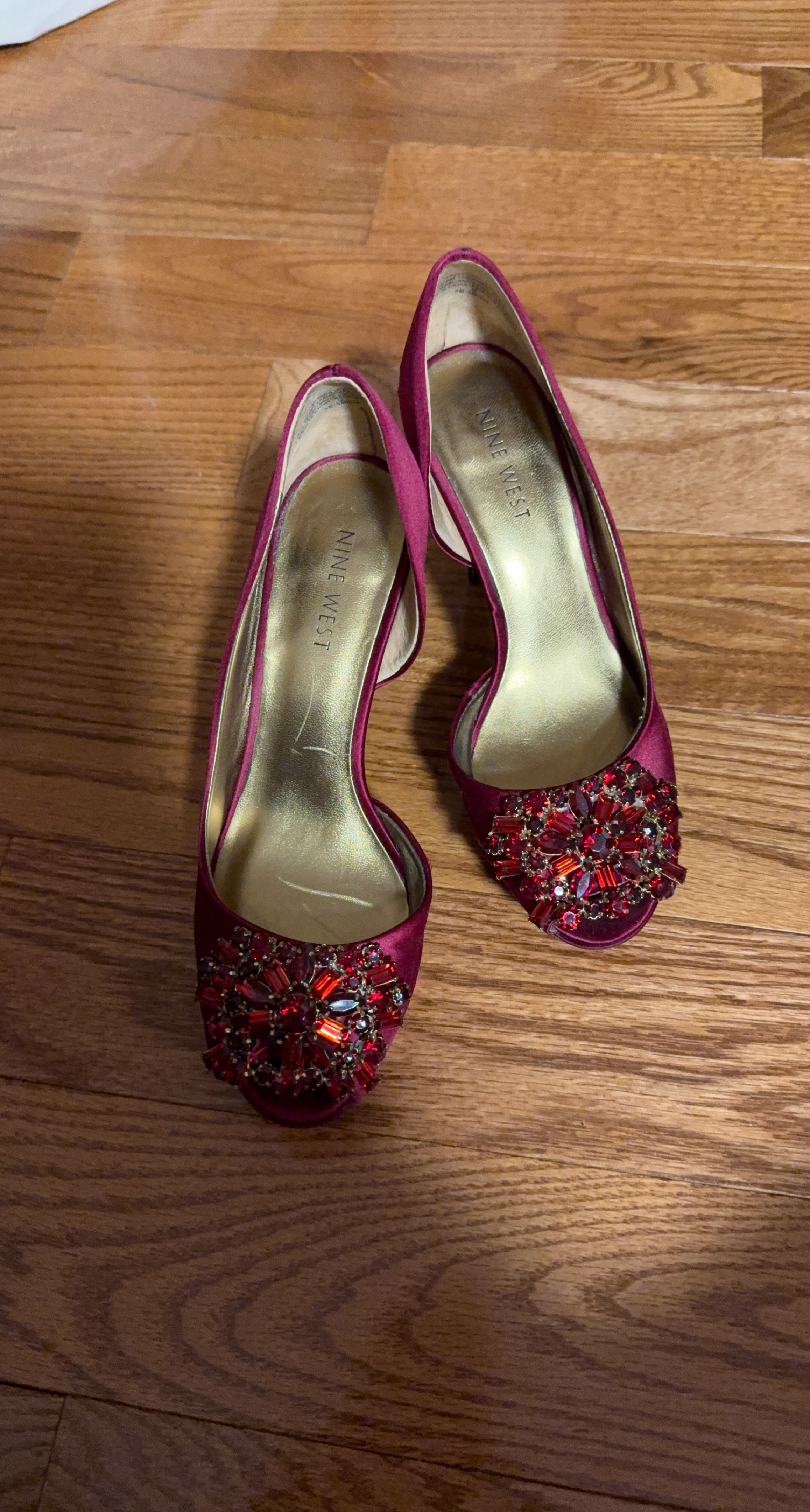 Nine West Women's D'Orsay Pumps - Red Jeweled Heels
