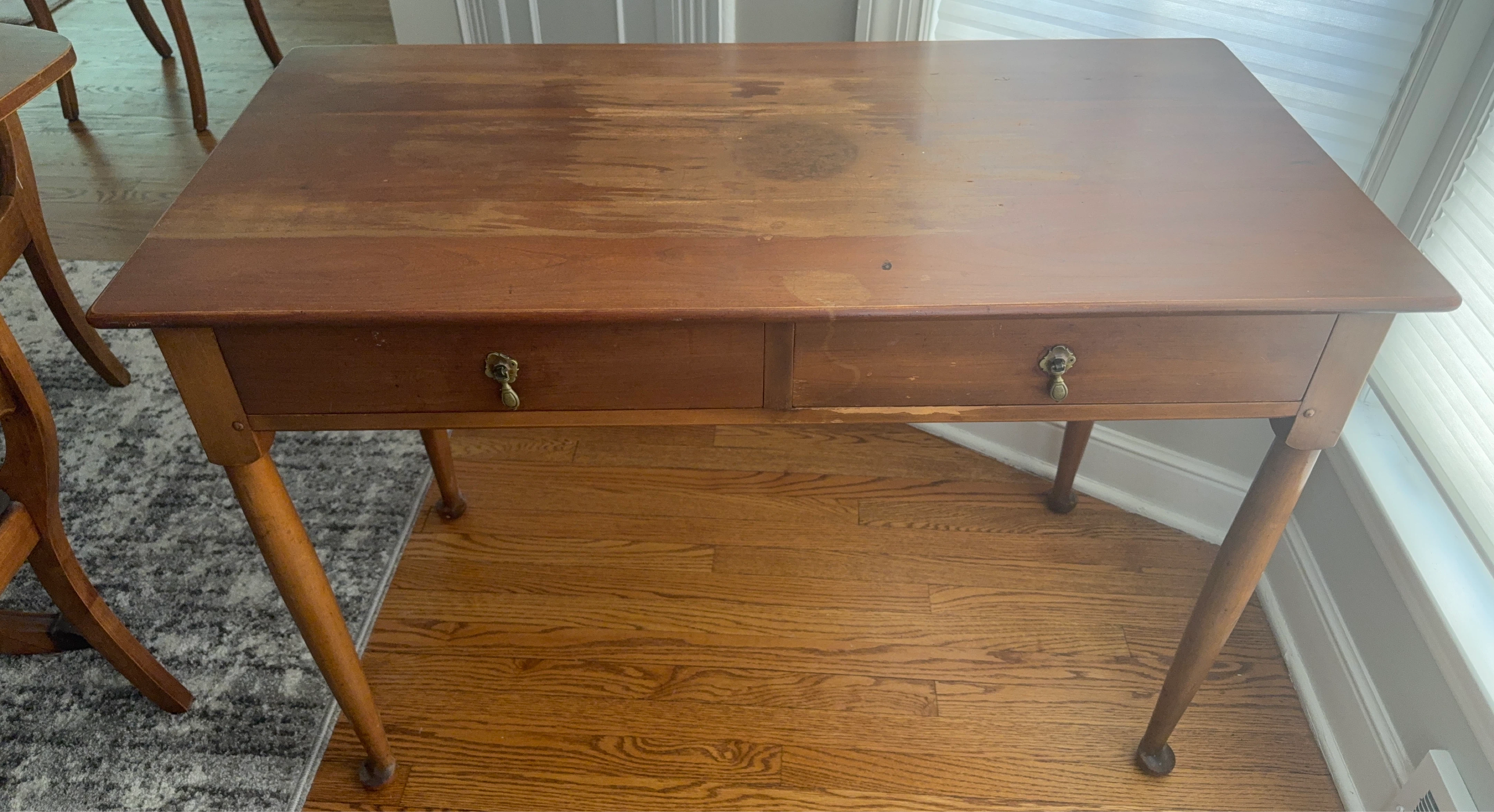 Vintage Wooden Desk with Two Drawers