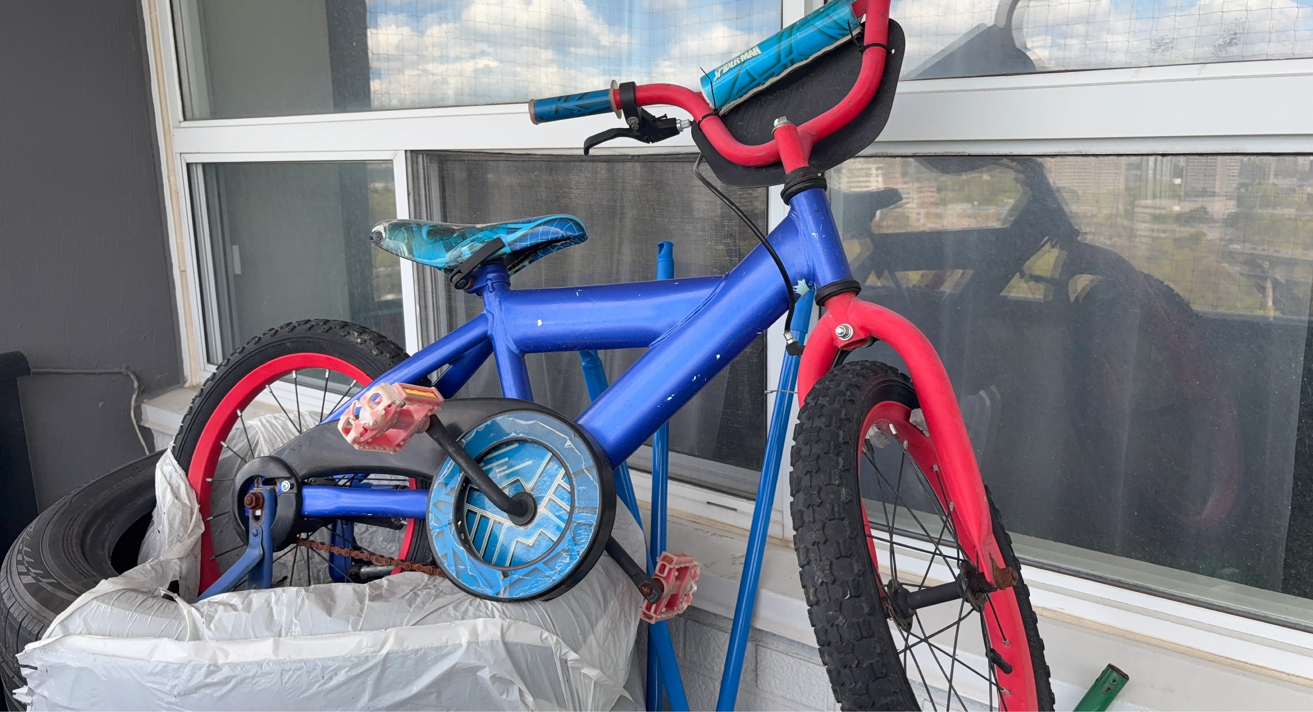 Kids Blue and Red BMX Bike