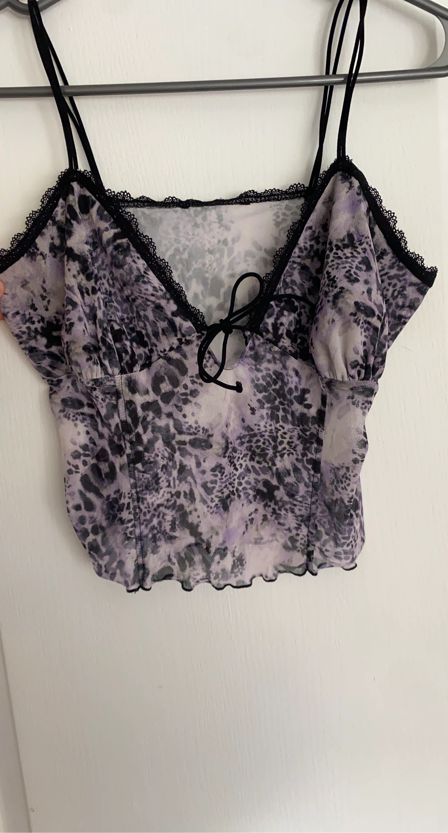 Purple & Black Leopard Print Mesh Cami Top