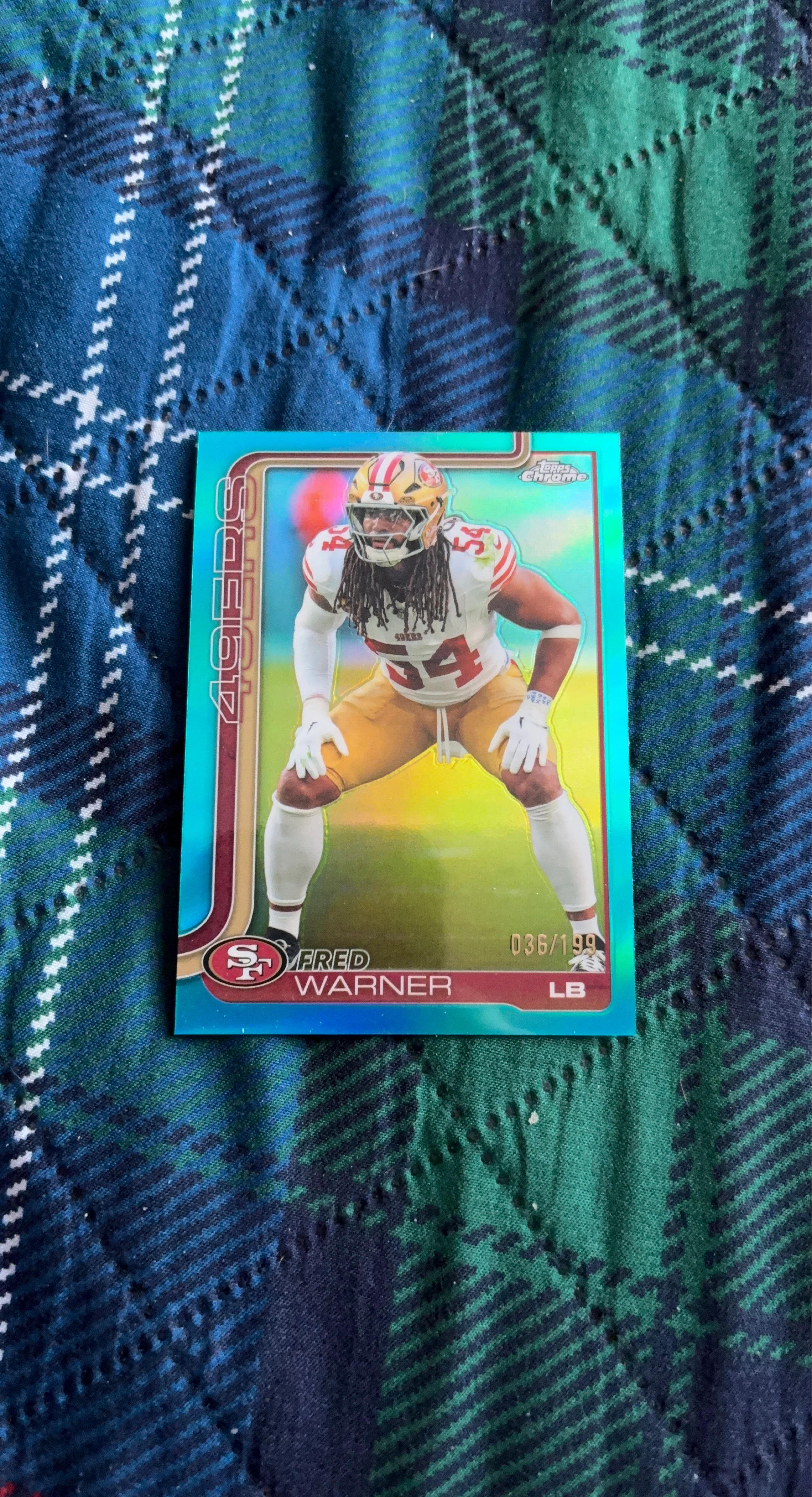 2025 Topps Chrome Fred Warner 49ers Football Card 036/199