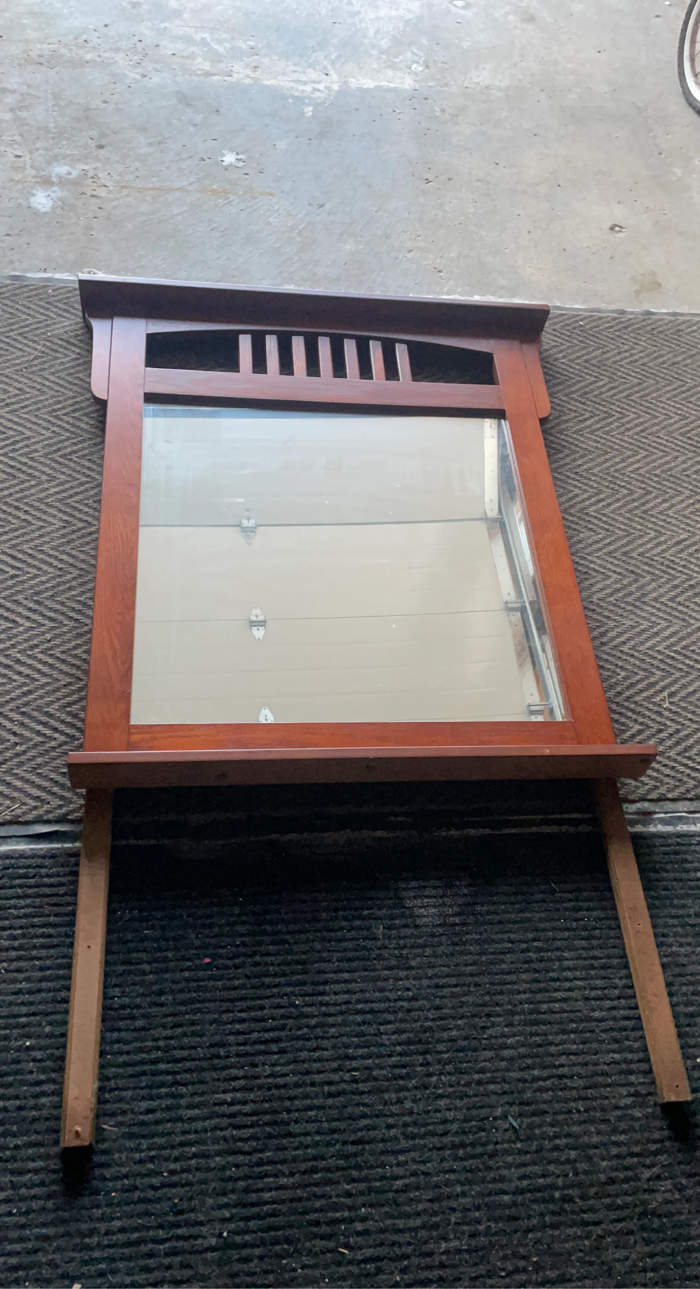 Wooden Framed Mirror with Shelf