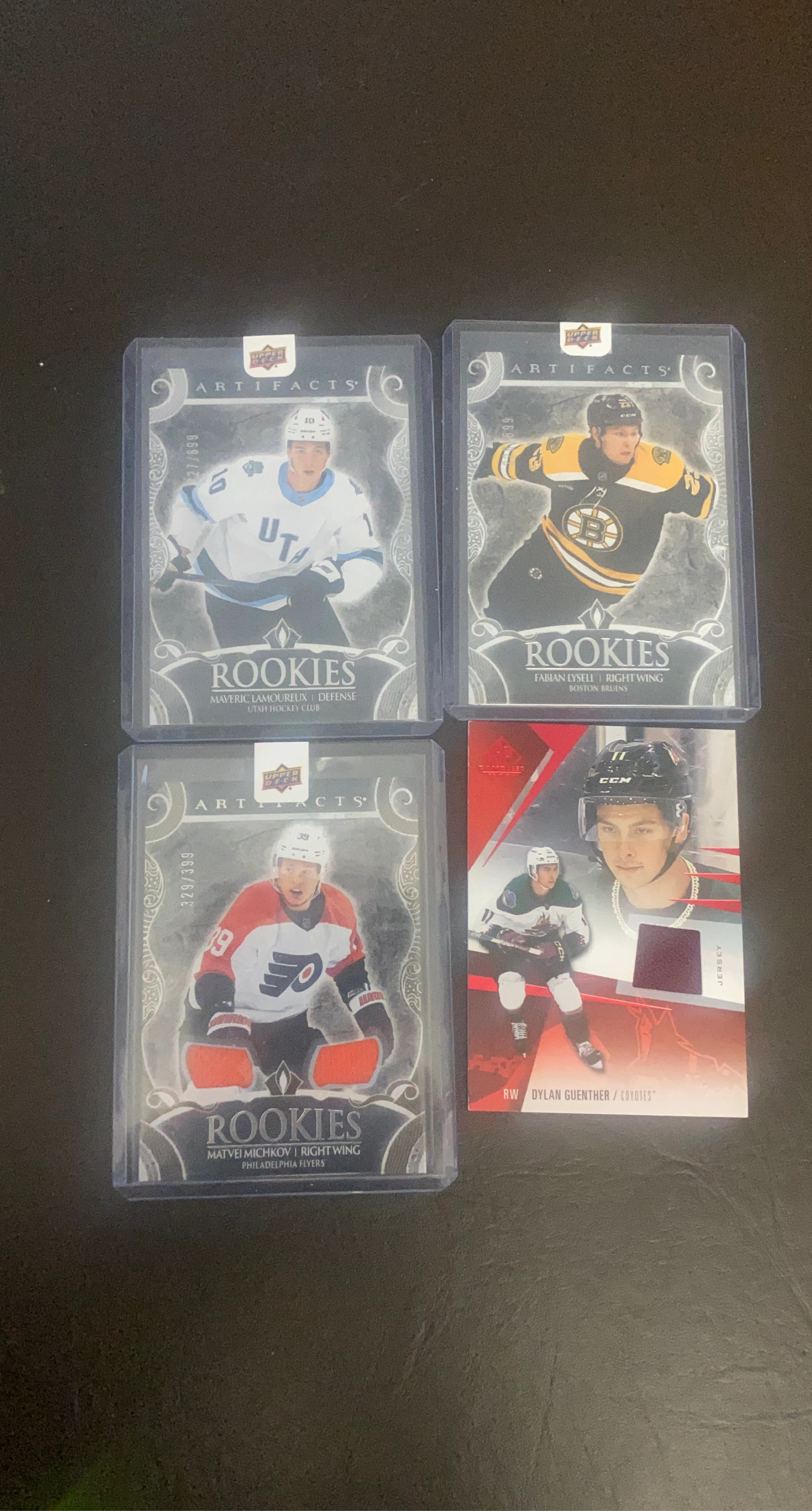 Lot of 4 Upper Deck Artifacts Hockey Rookie Cards