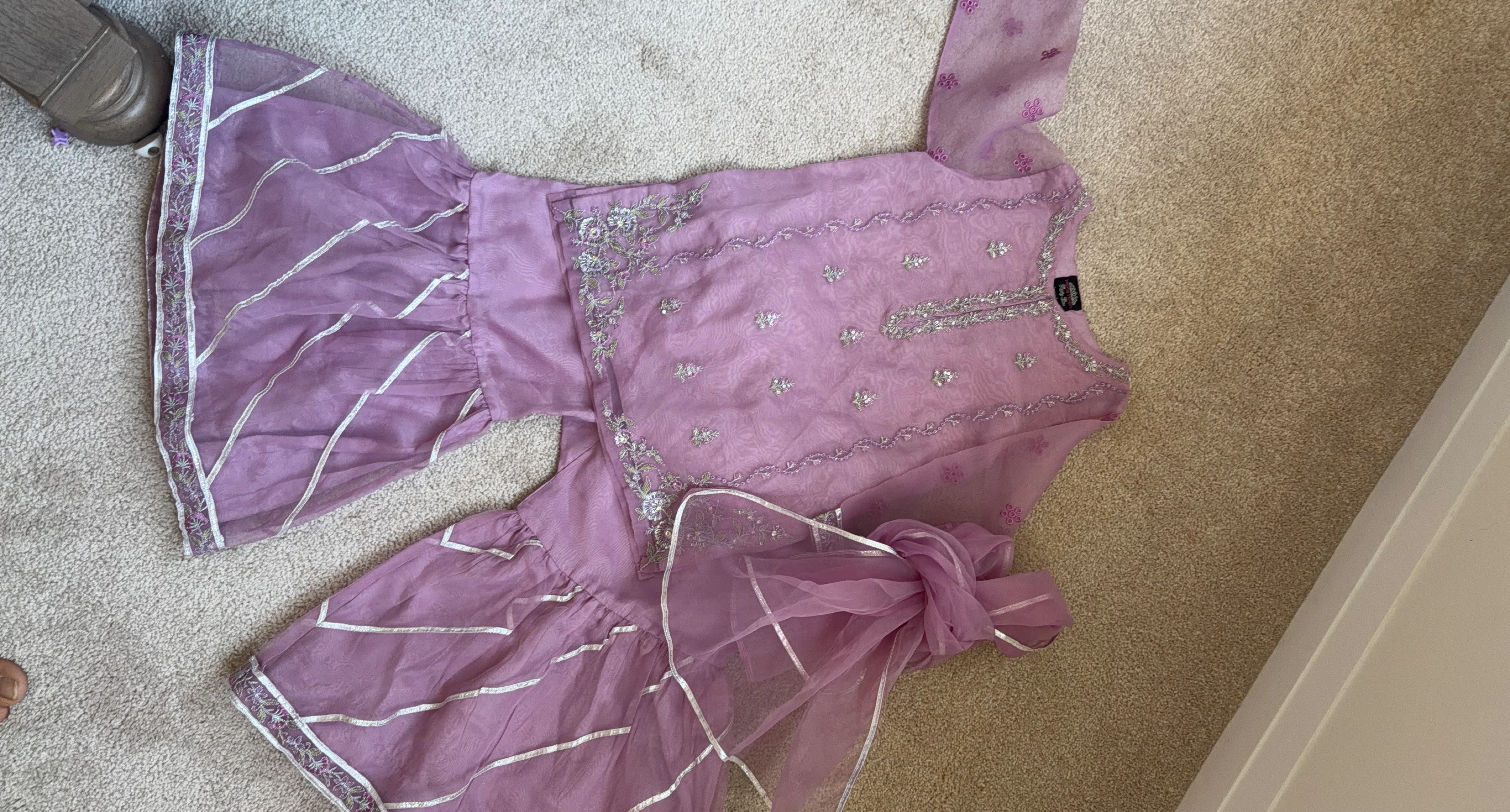 Lilac Embroidered Sharara Suit with Dupatta