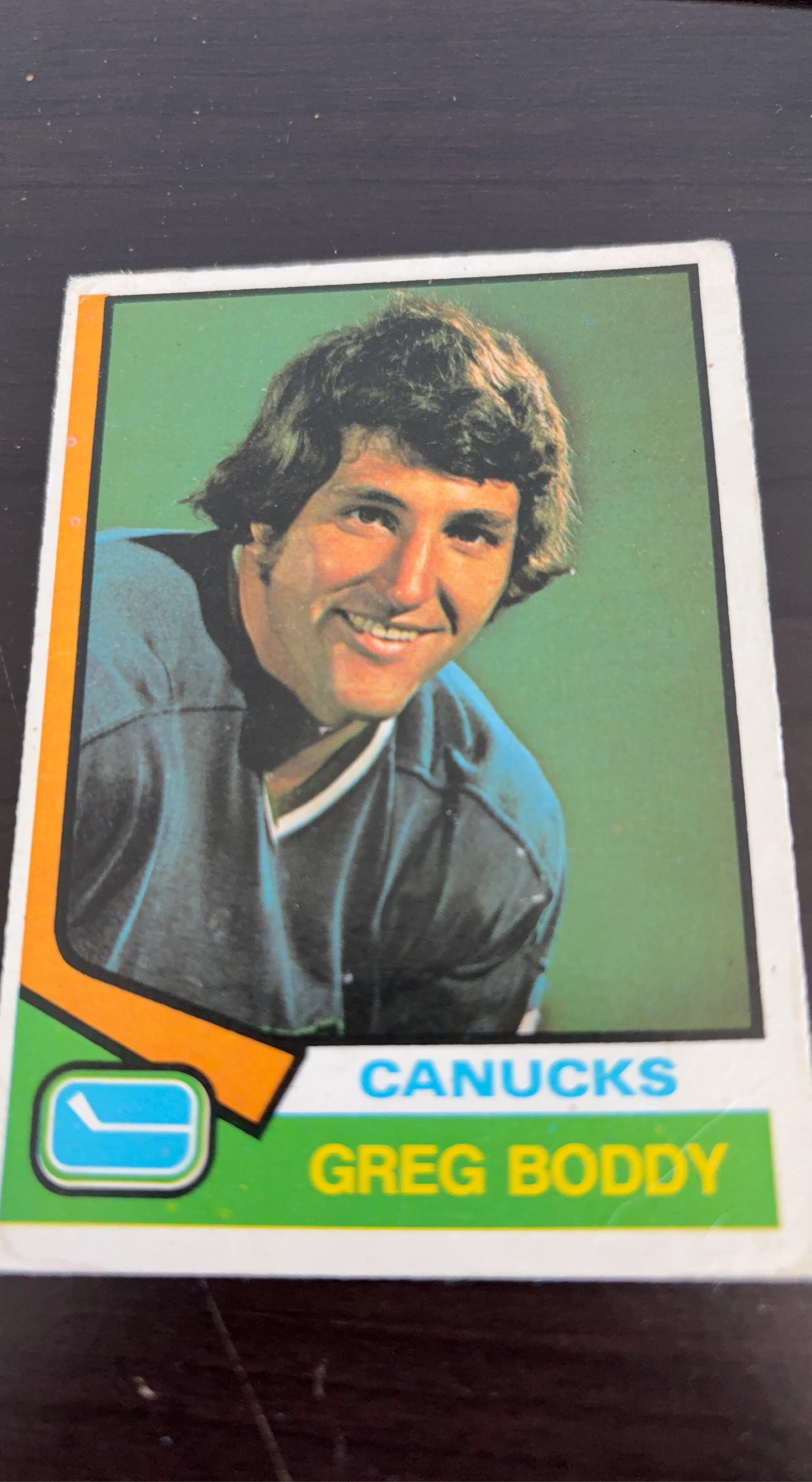 1973-74 Topps Hockey Card Greg Boddy Vancouver Canucks