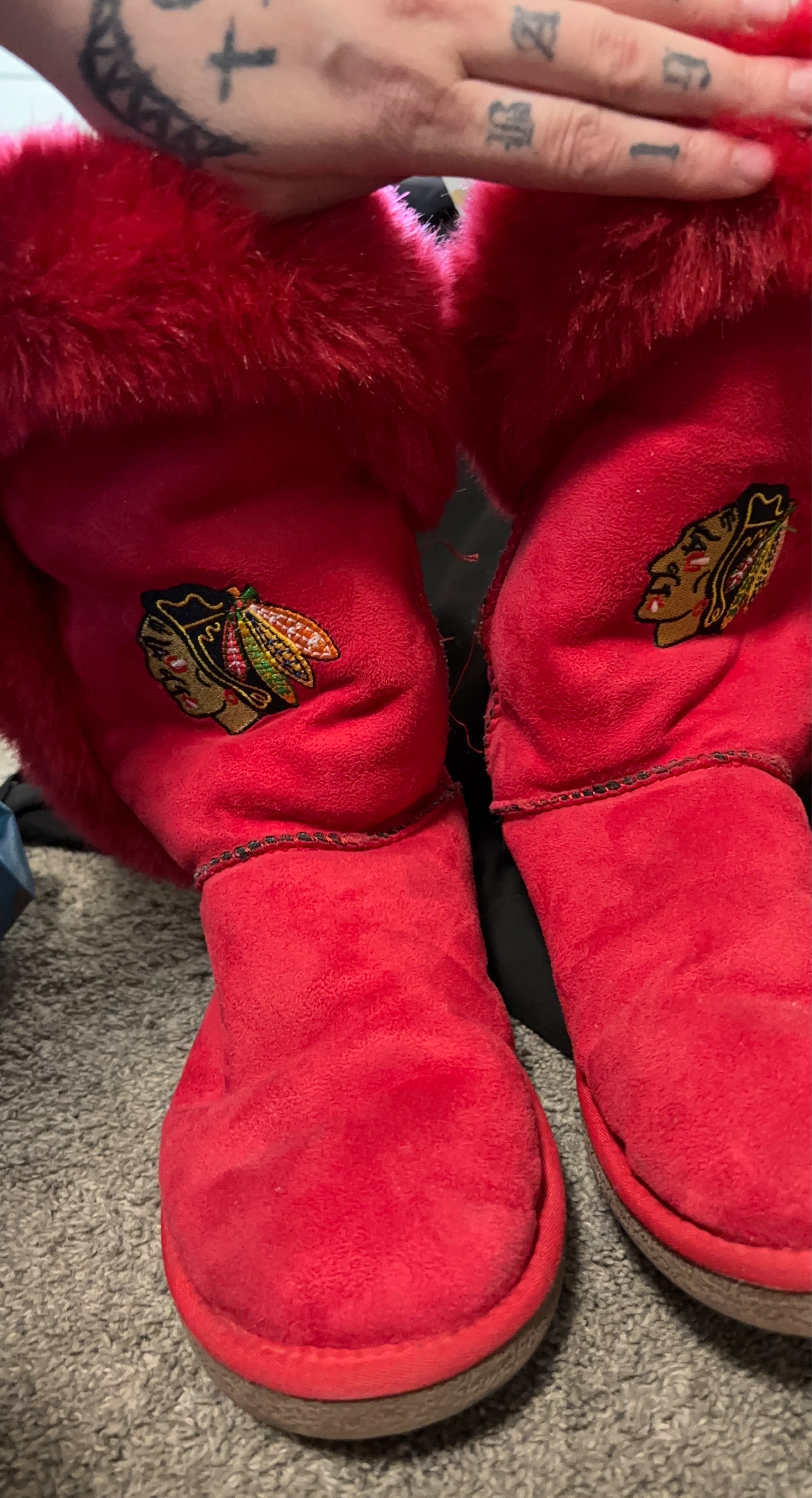 Chicago Blackhawks Red Boot Style Slippers