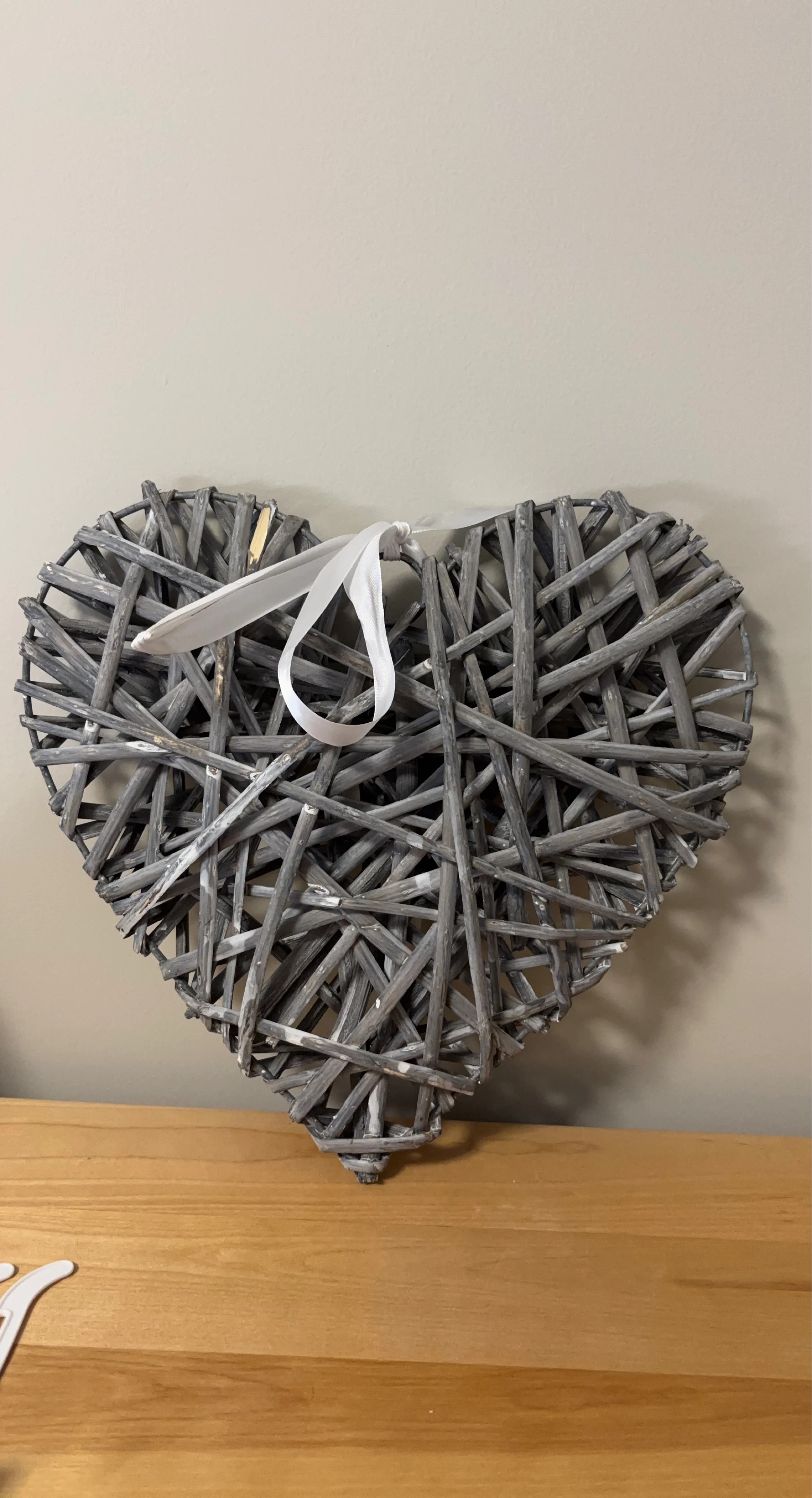 Grey Wicker Heart Wall Decor
