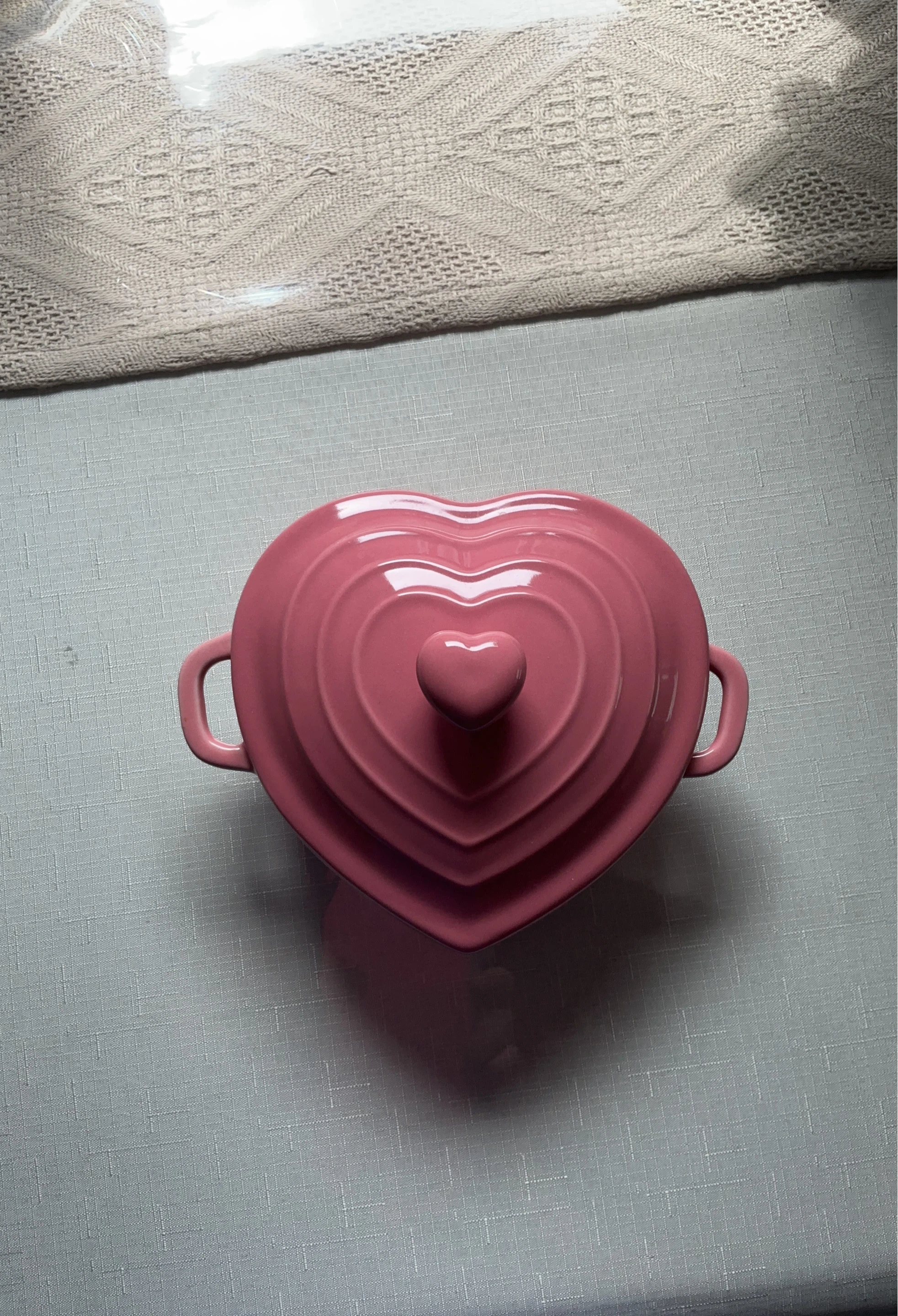 Pink Heart Shaped Covered Pot