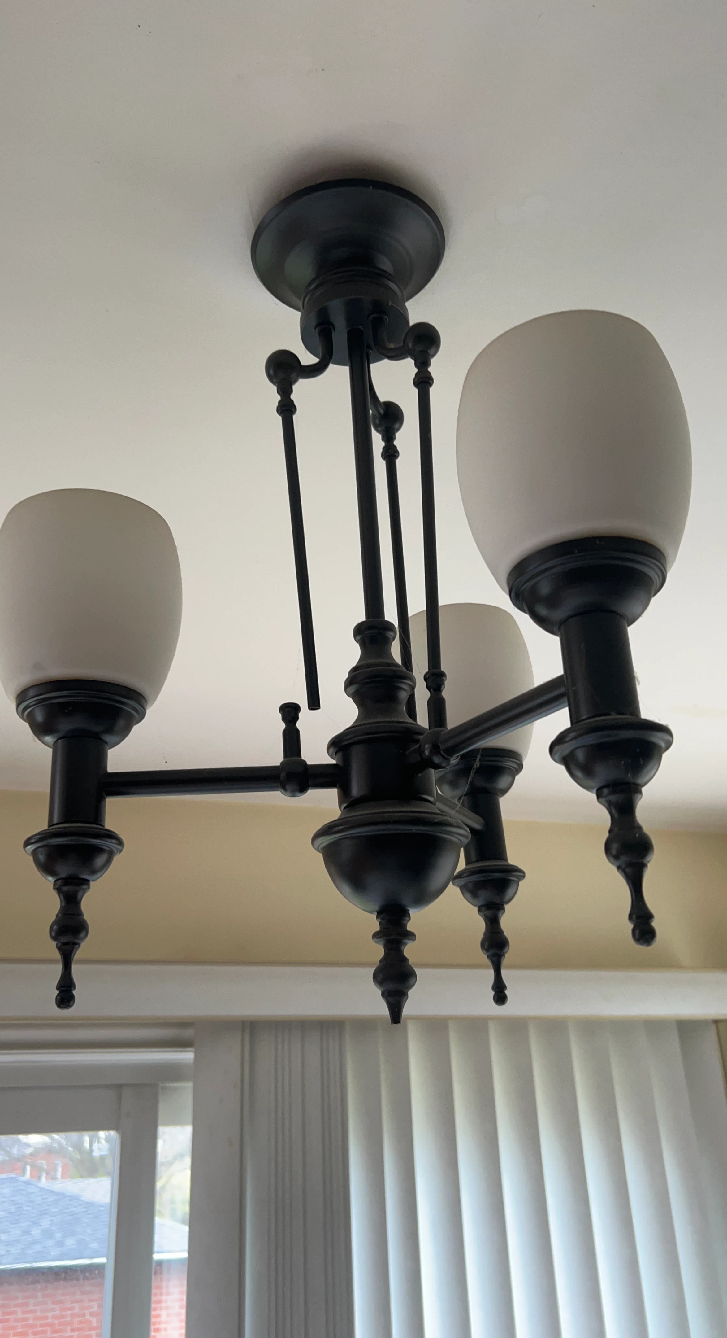 Black Chandelier with Frosted Glass Shades