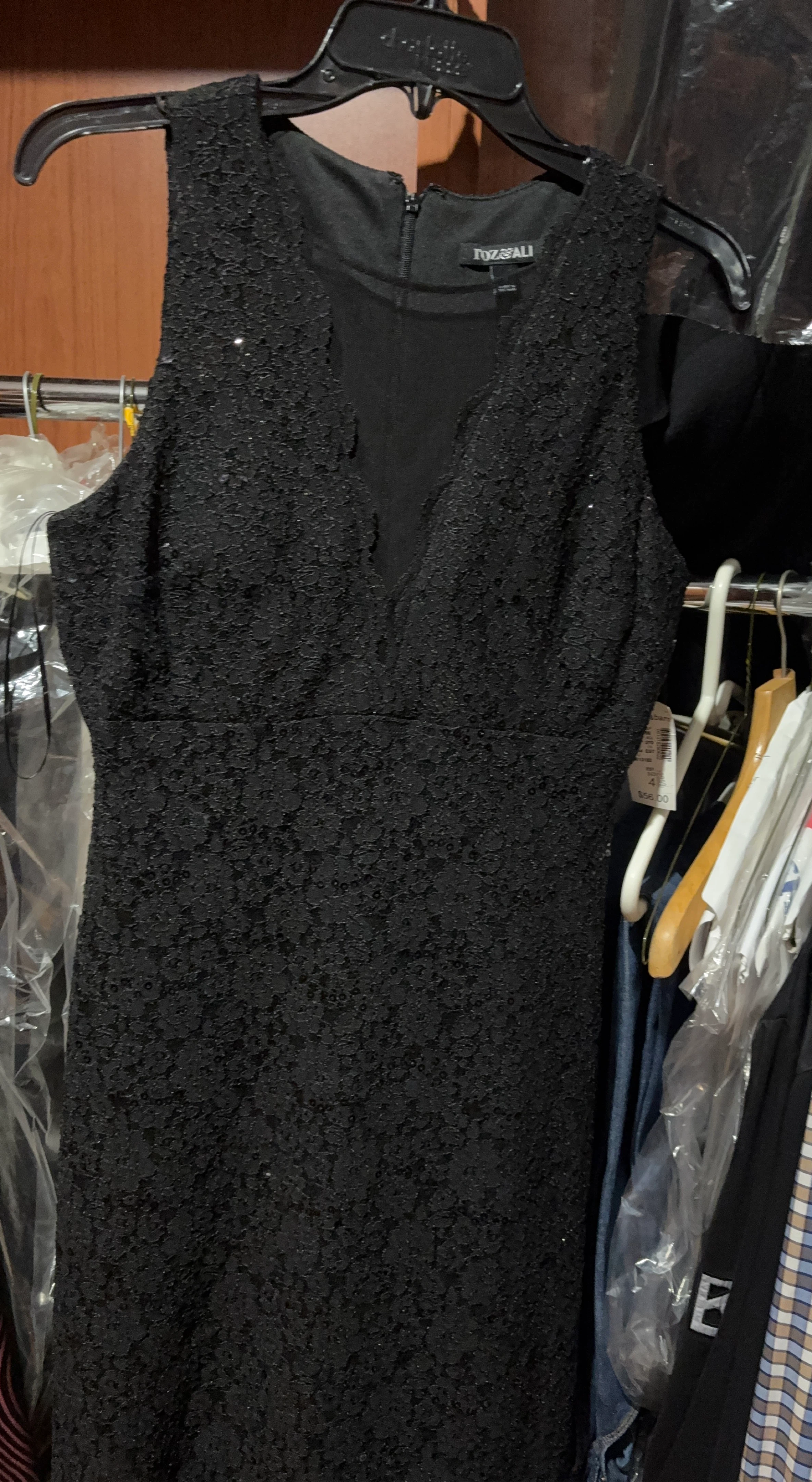 Tadashi Shoji Black Lace V-Neck Sleeveless Dress