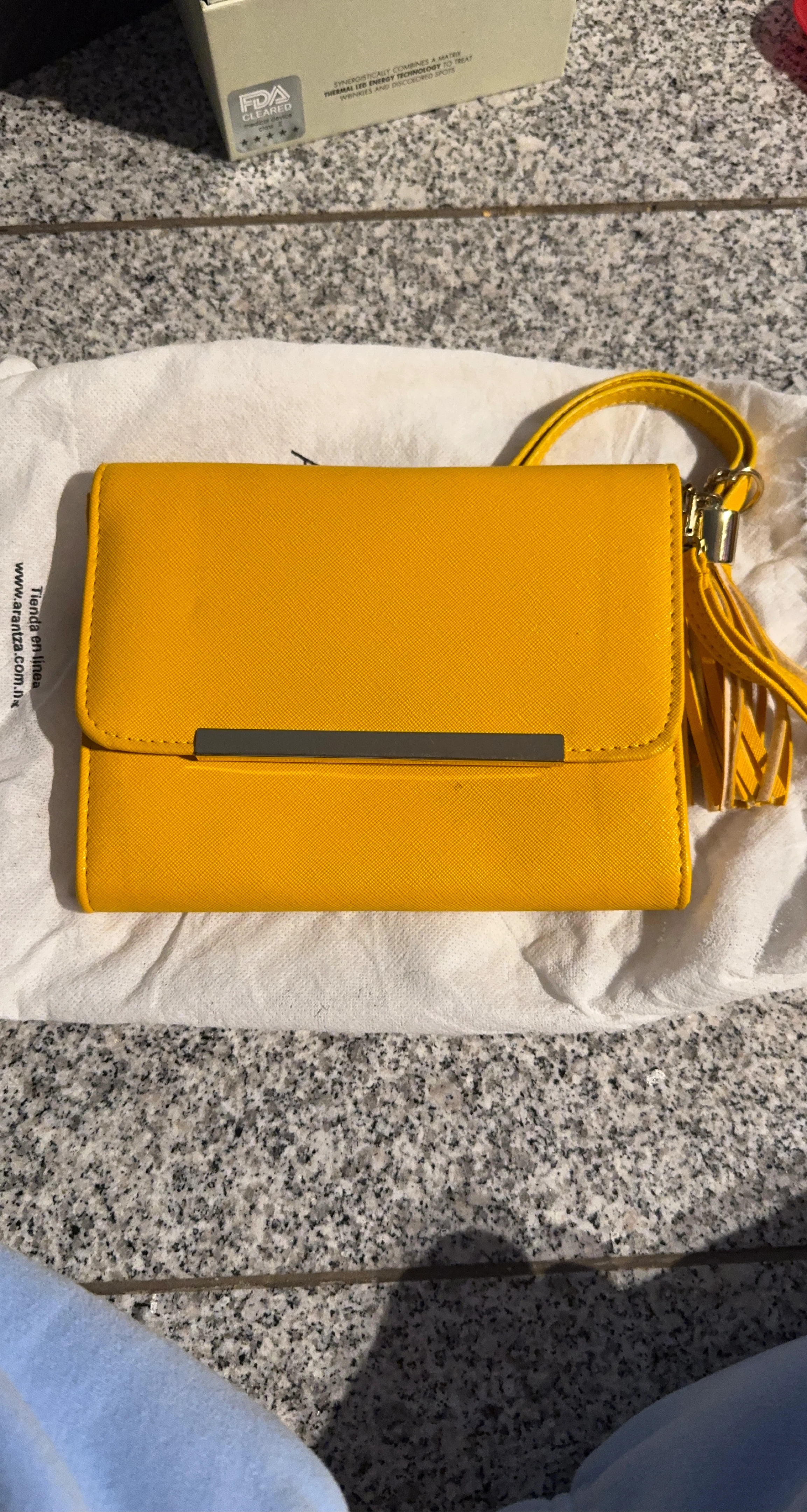 Yellow Clutch with Tassel and Wrist Strap