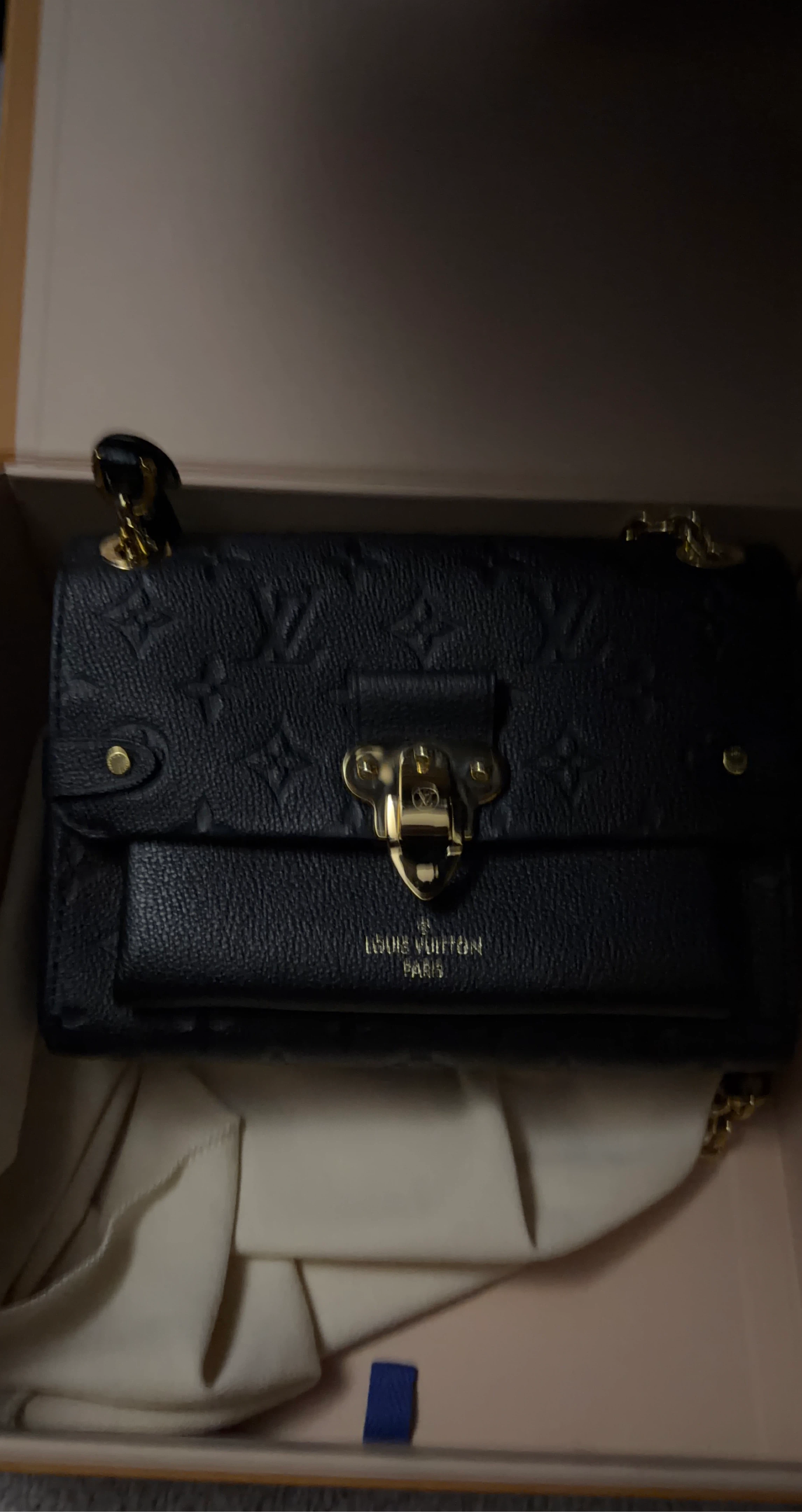 Louis Vuitton Black Leather Chain Bag