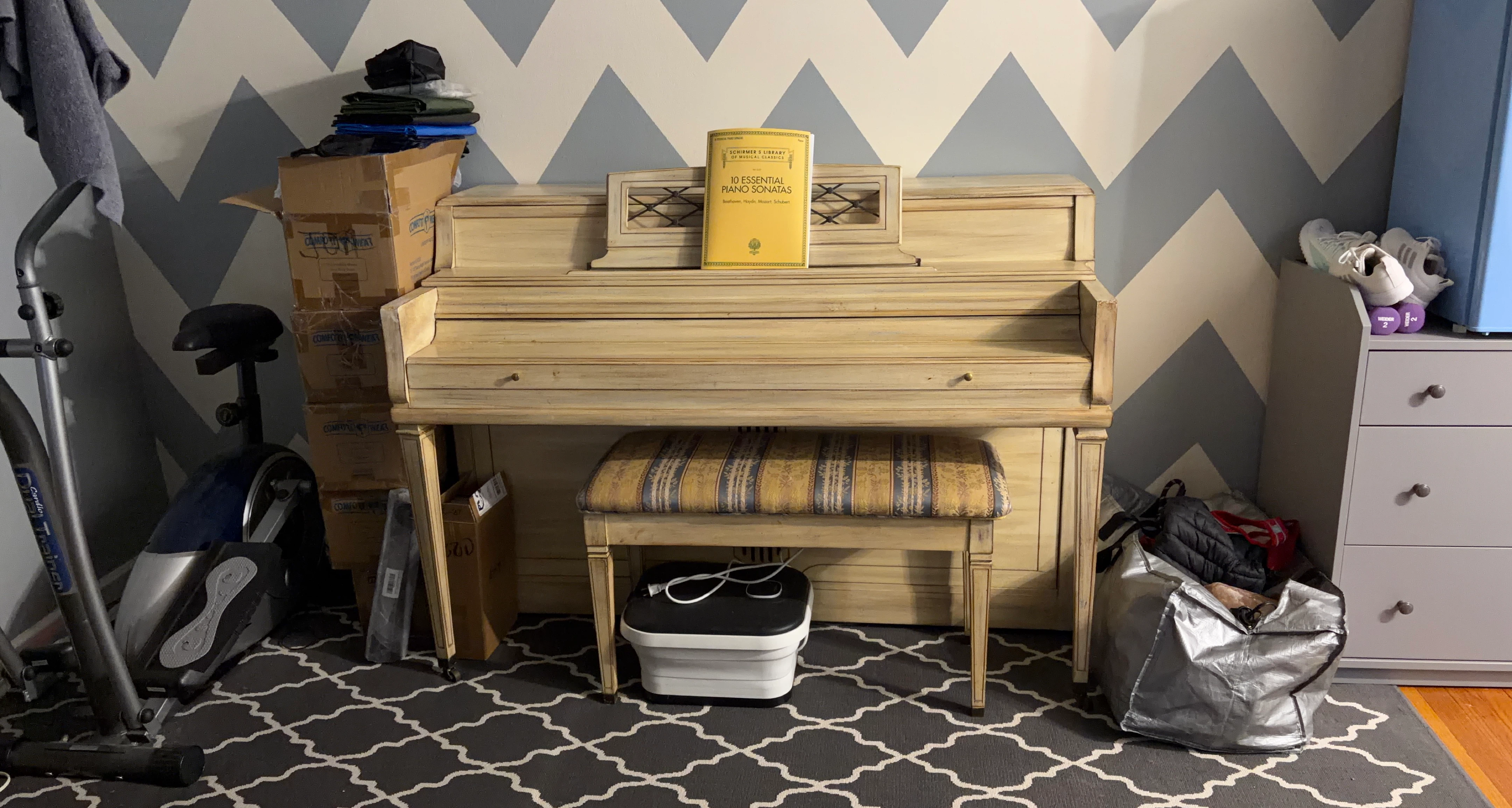 Vintage style light colored wood piano - PICK UP ONLY