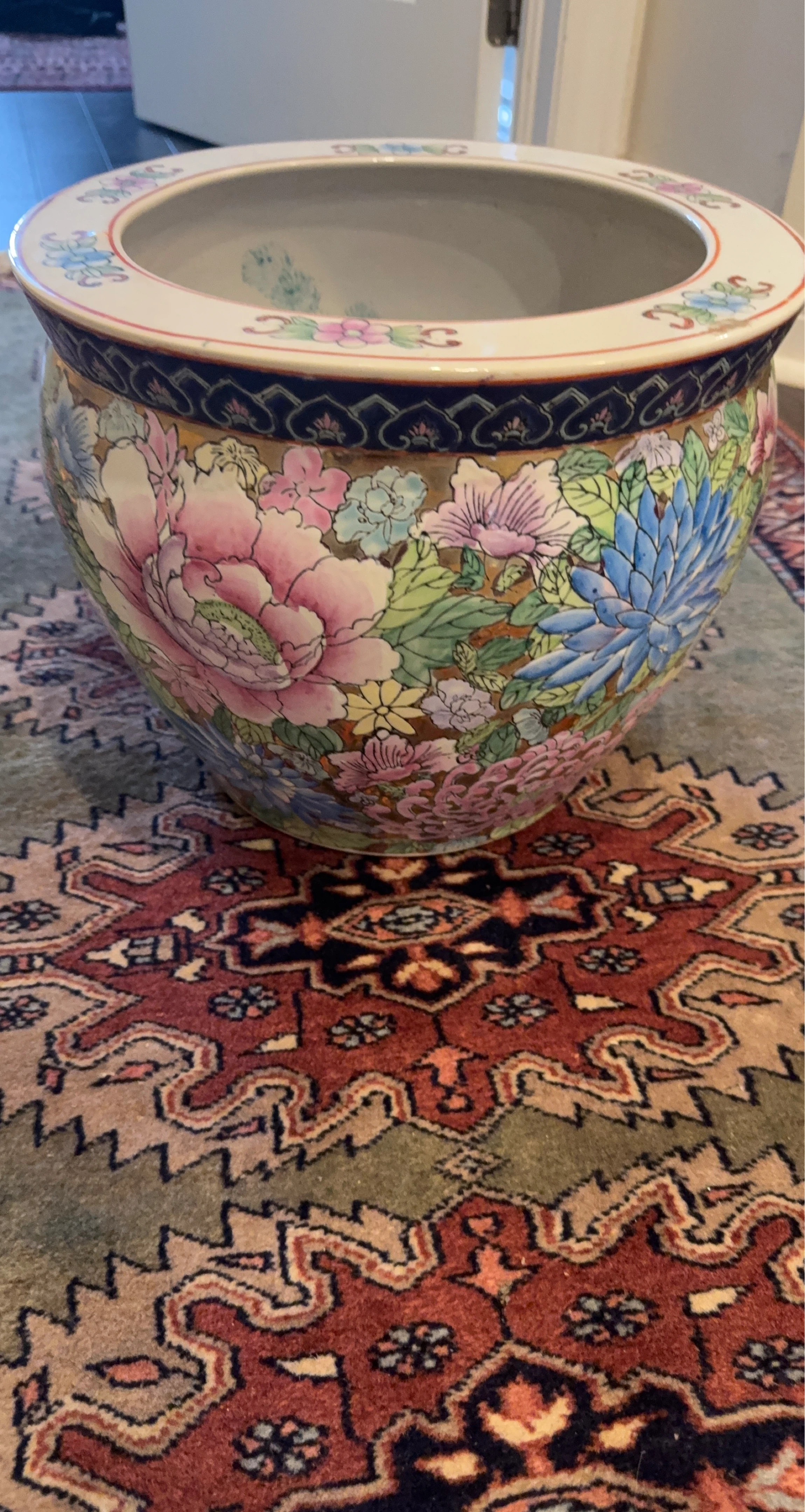 Large Decorative Ceramic Fish Bowl Planter