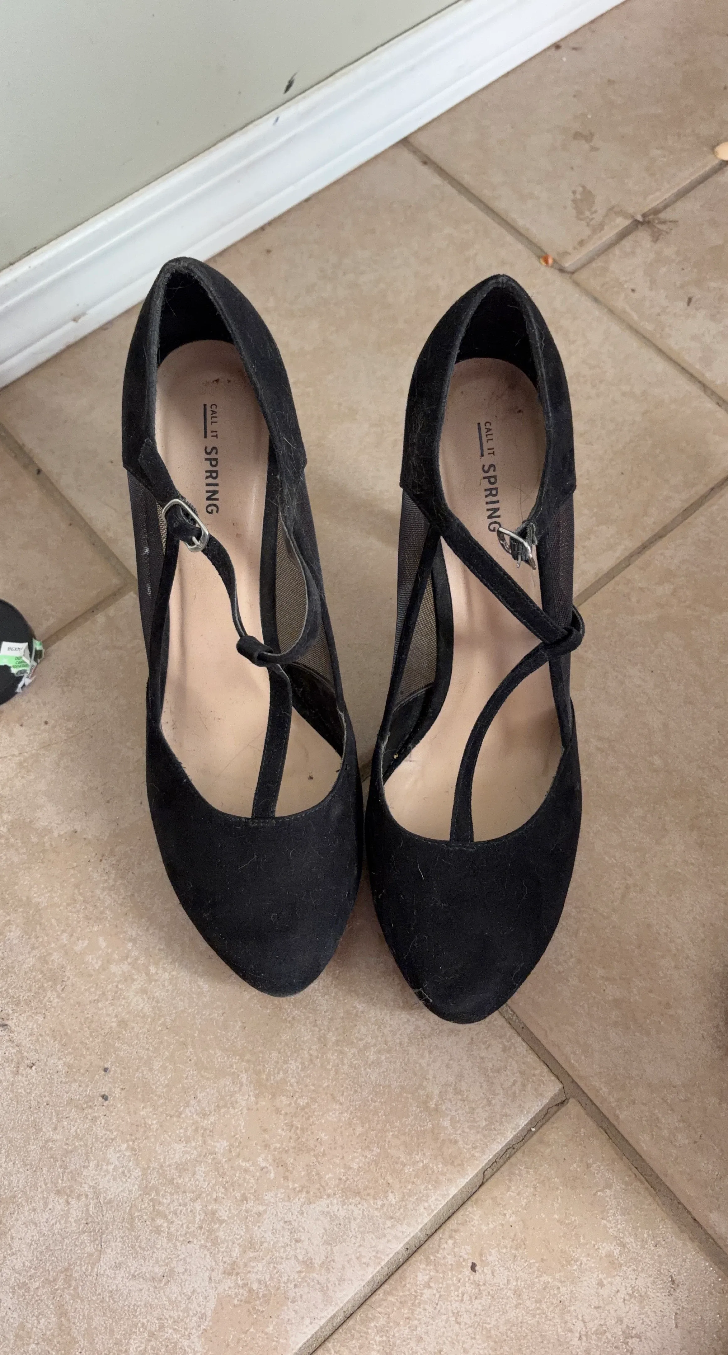 Call It Spring Black Suede Heels
